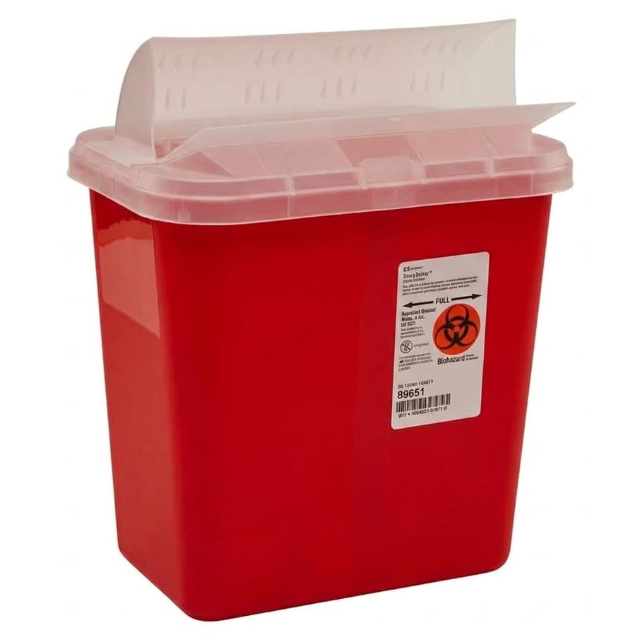 Monoject Multi-Purpose Sharps Containers with Horizontal-Drop Opening Lid, Red - Each - Image 1