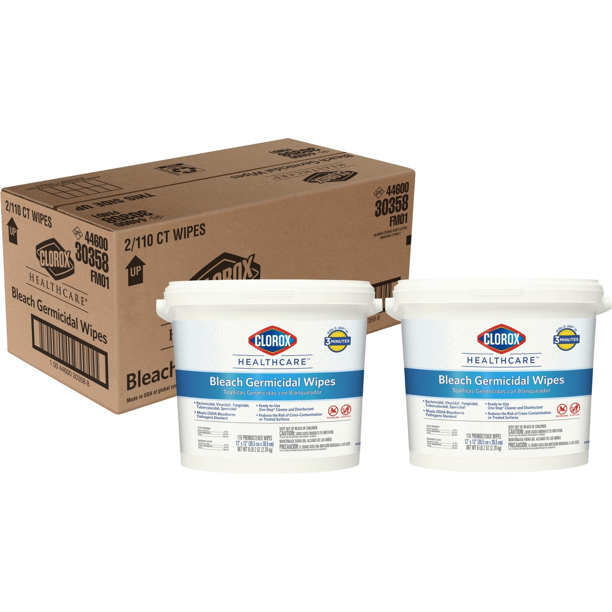 Clorox Healthcare Bleach Germicidal Wipes, Bucket - Case of 220 - Image 1