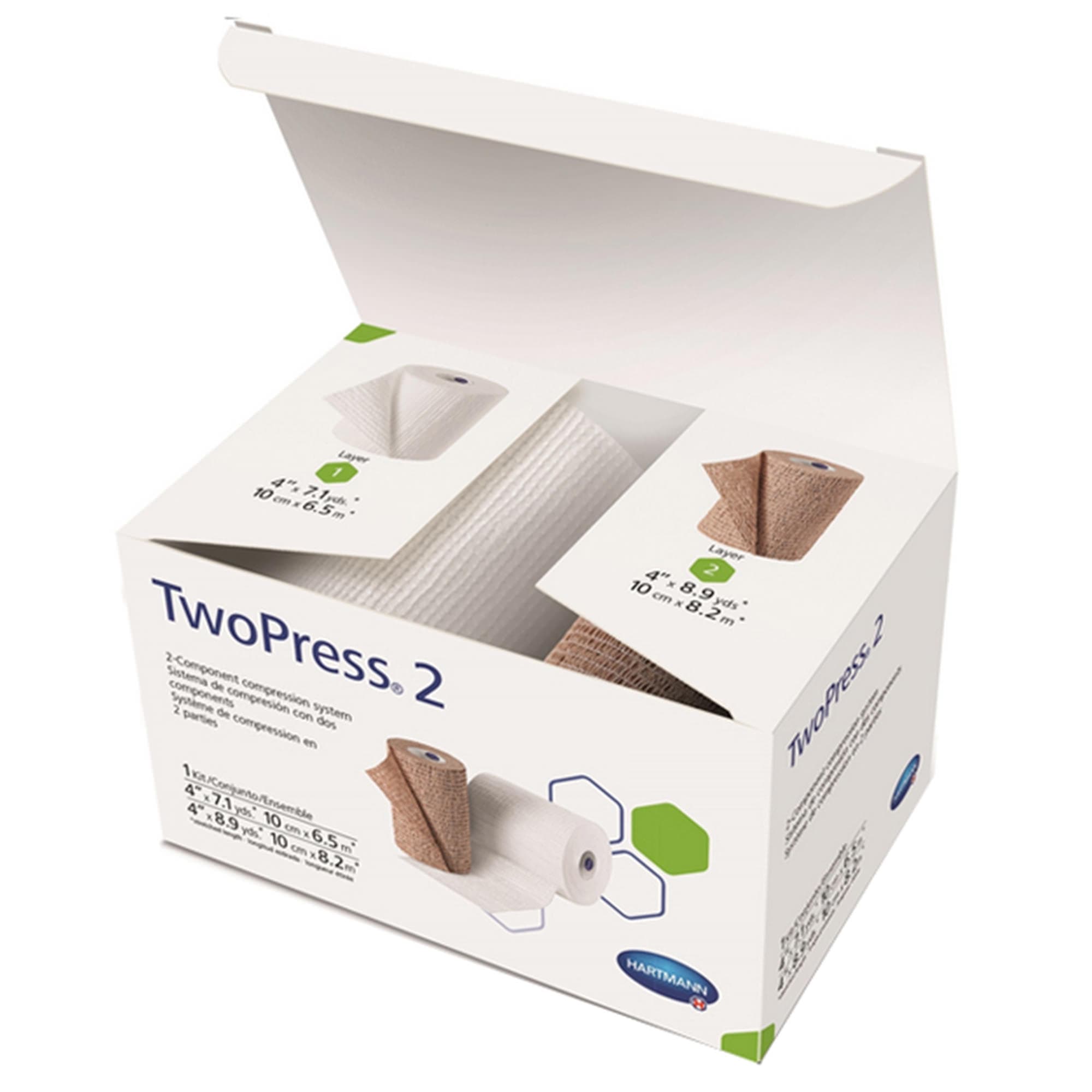 TwoPress 2 Self-Adherent 2 Layer Compression Bandage System Tan-White NonSterile - Each - Image 1