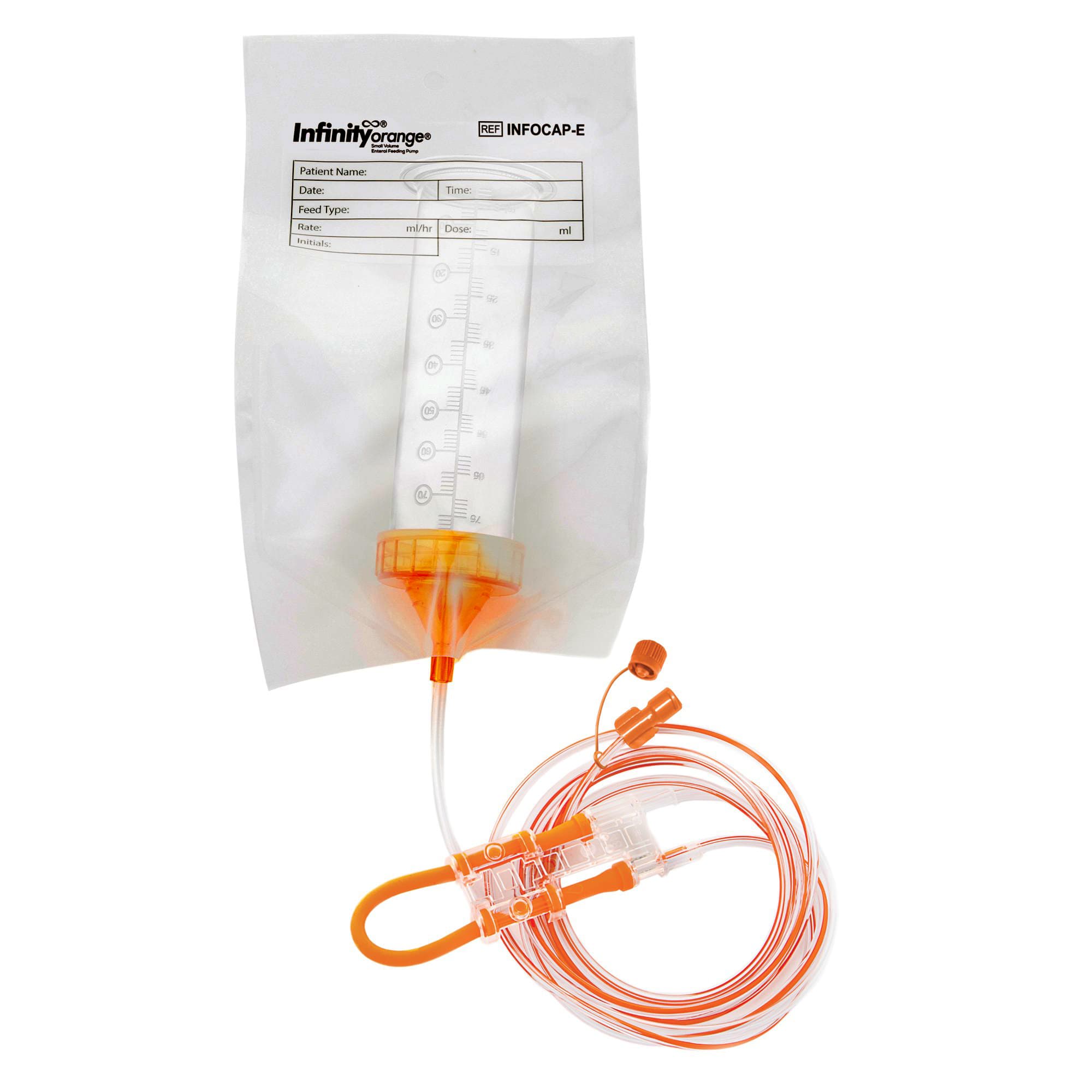 Moog Infinity Orange Screw Cap Set with ENFit Connector - Case of 30 - Image 1