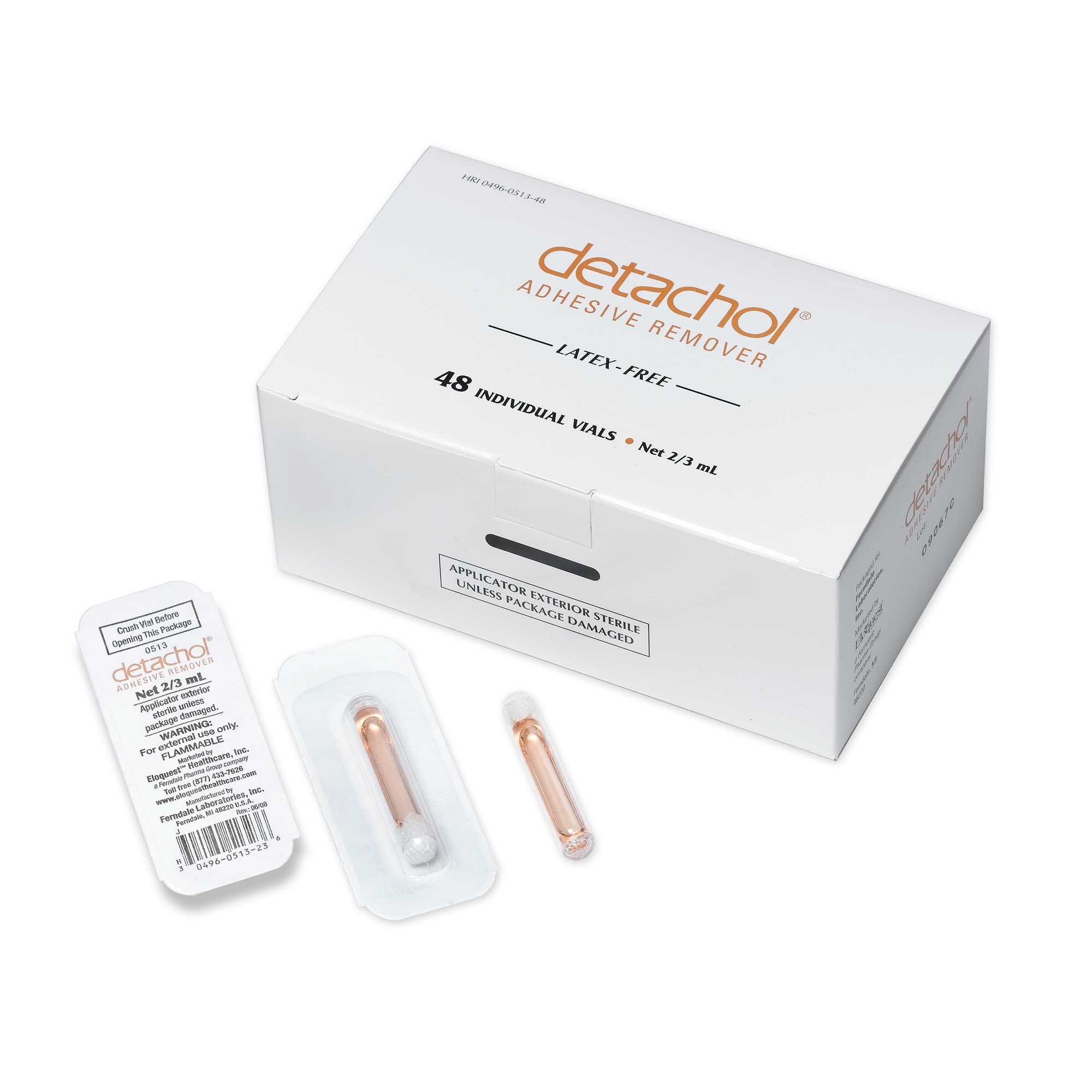 Detachol Adhesive Remover Liquid 2/3 mL Alcohol Free - Box of 48