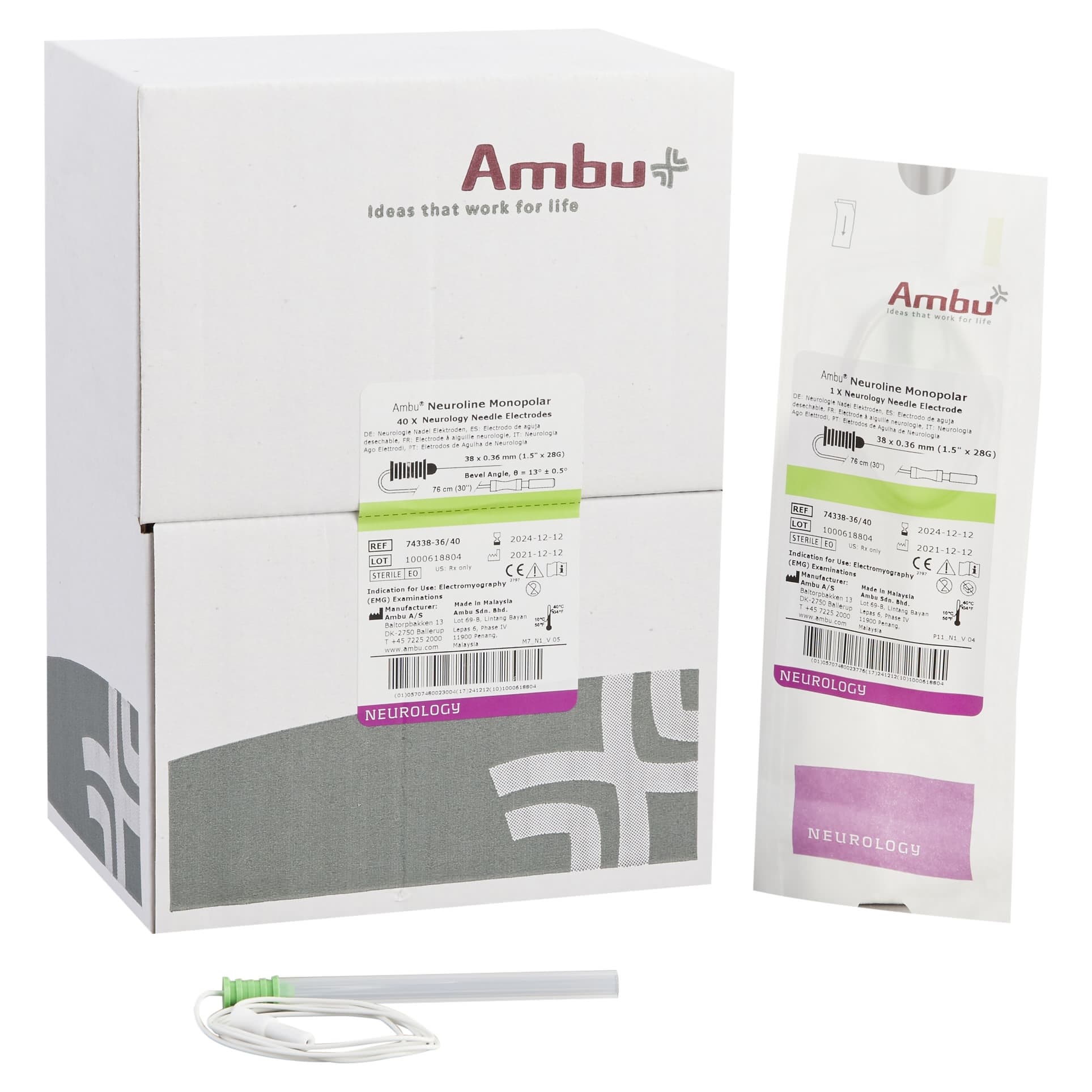 Ambu Neuroline EMG Needle Electrode with Leadwire Sterile - Image 1