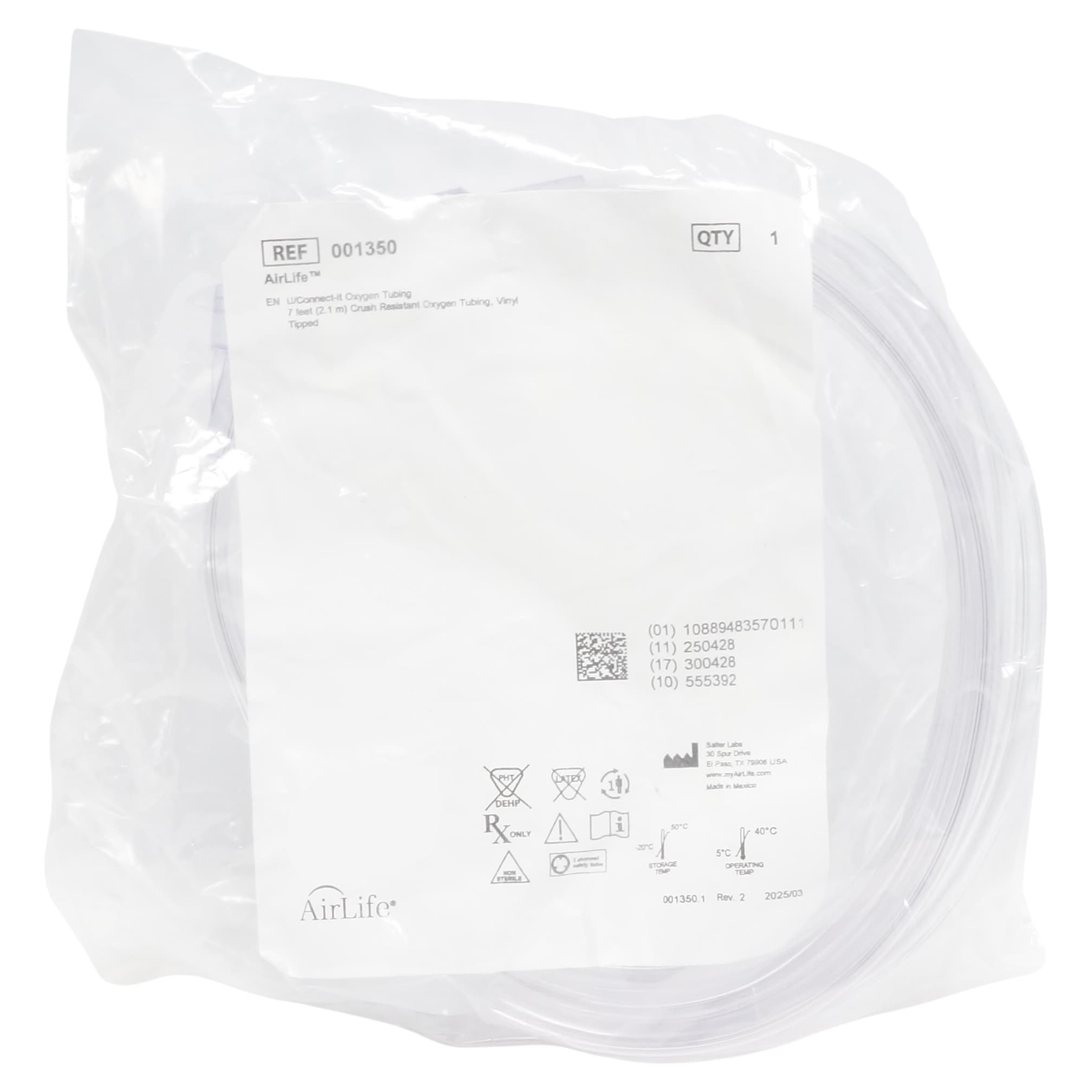 Airlife Crush Resistant Oxygen Supply Tubing with U-Connector - Image 2