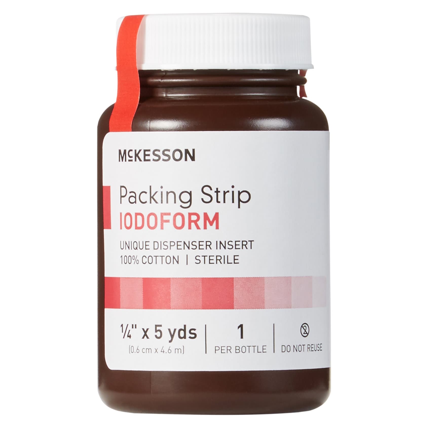 McKesson Wound Packing Strip Pale Yellow Bottle Iodoform Sterile, 1/4 Inch X 5 Yard, Small - 1 Bottle - Image 1