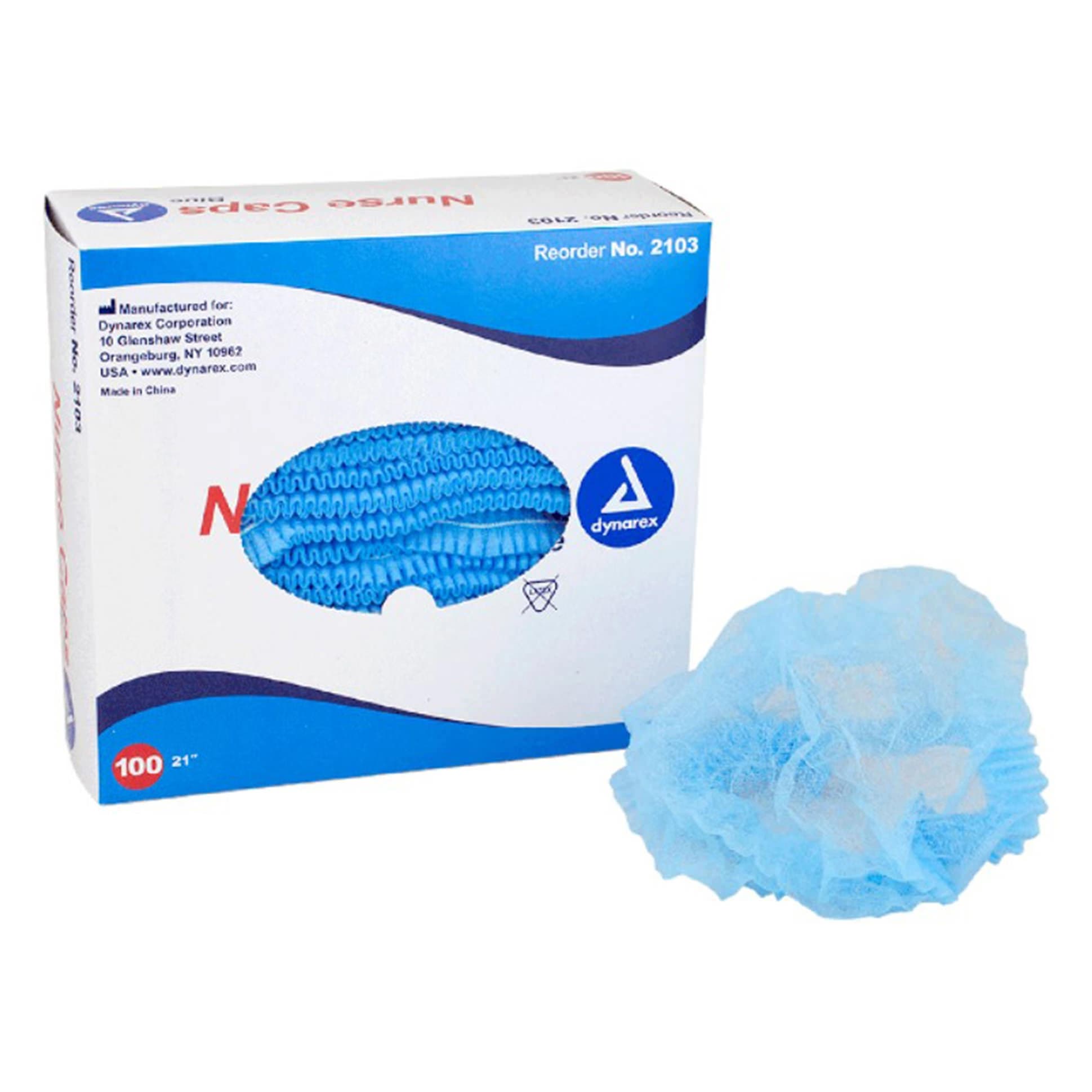 Dynarex Nurse and Surgeons Bouffant Caps, Blue - Case of 500 - Image 1