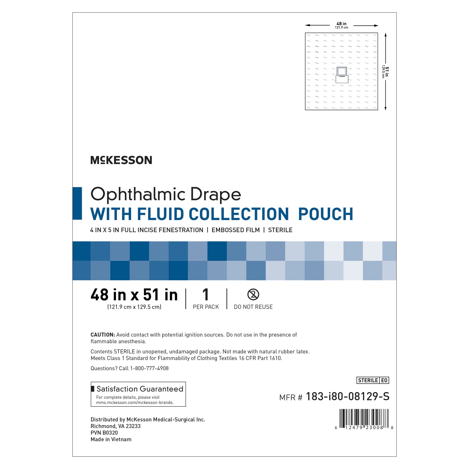 McKesson EENT Ophthalmic U-Drape, 48 W x 51 L Inch - Each - Image 1