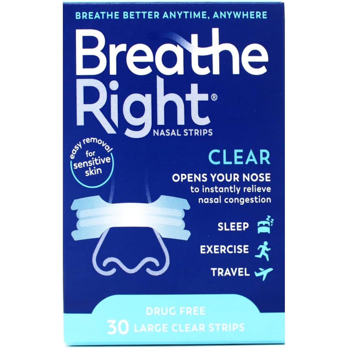 Breathe Right, Clear Strips, Large, 30 Count - Each