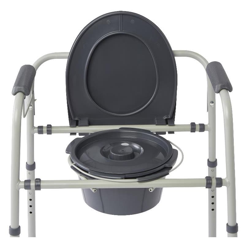 Medline Knockdown Bedside Commode with Microban, Gray - Image 2