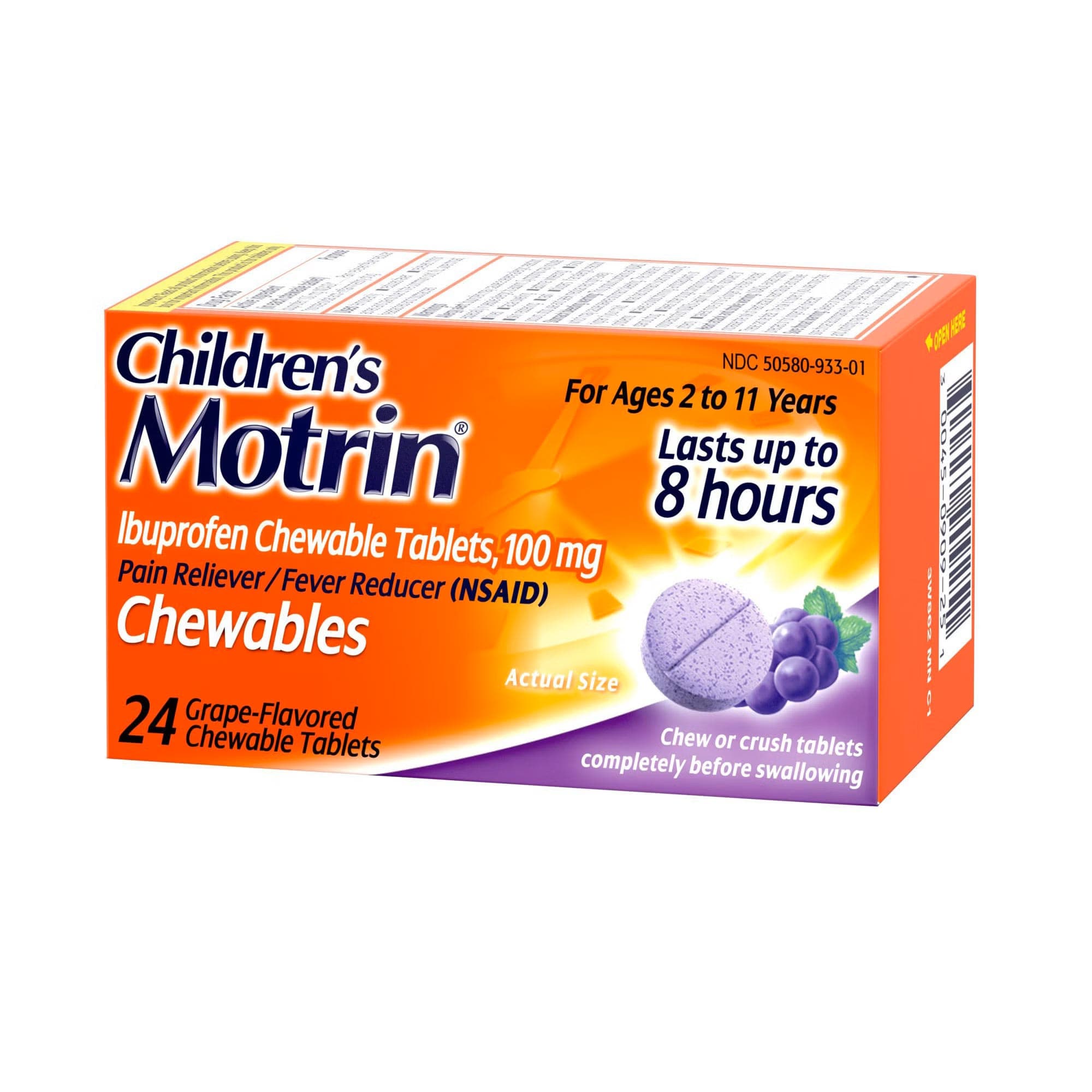 Motrin Children'S Pain Relief Chewable Tablet, Grape Flavor - Image 2