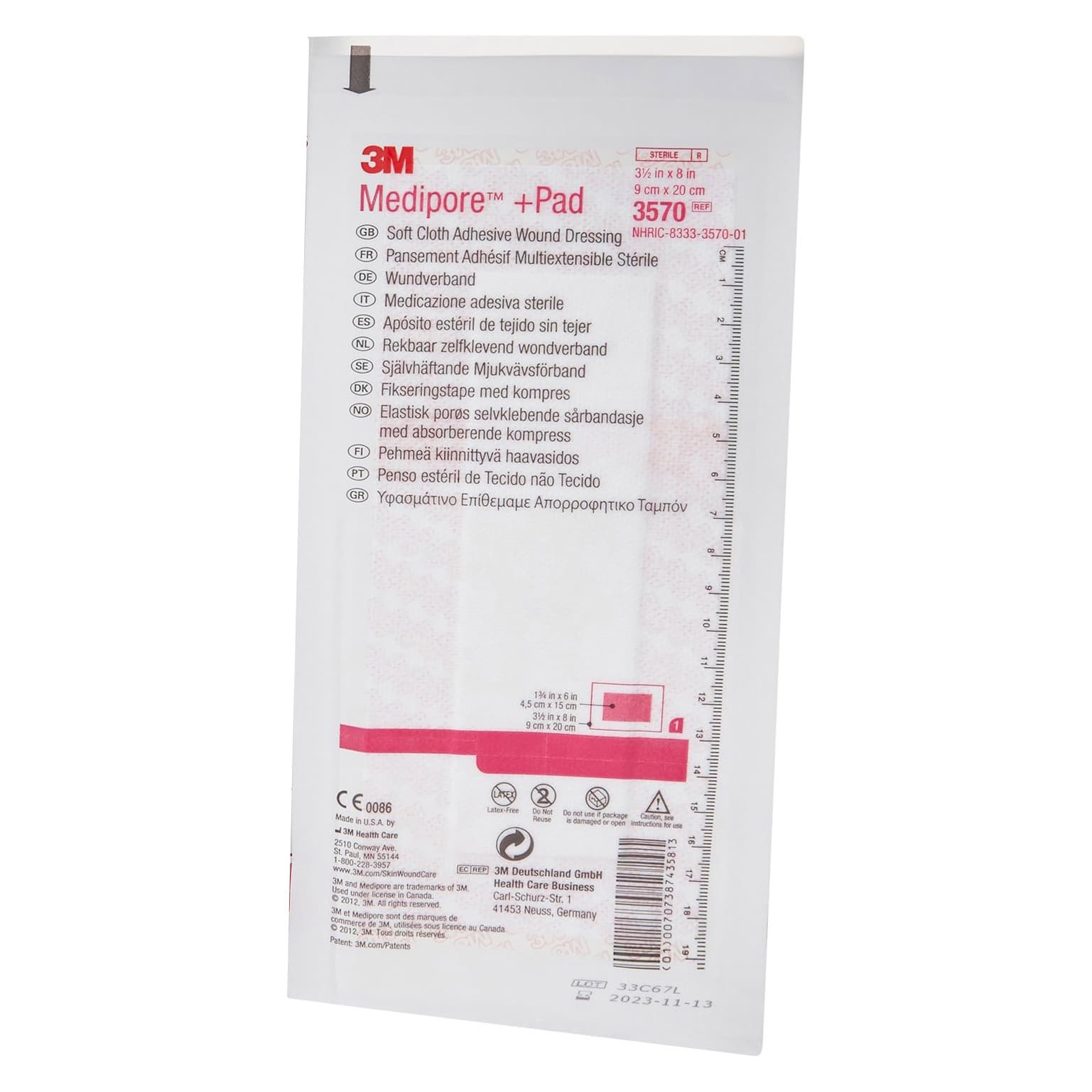 3M Medipore Plus Pad Soft Cloth Adhesive Wound Dressing, 3-1/2 x 8 Inch - Each - Image 1