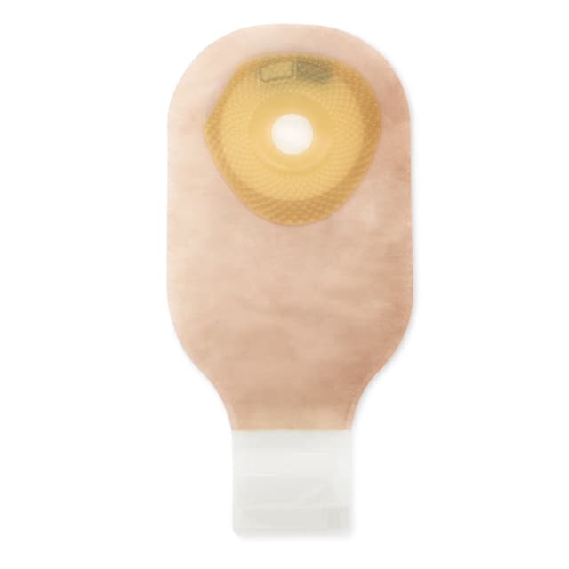 Premier 1-Piece Drainable Ostomy Pouch with Flat SoftFlex Barrier, Beige, 12 Inch, 1-3/16 Inch - Box of 10 - Image 1