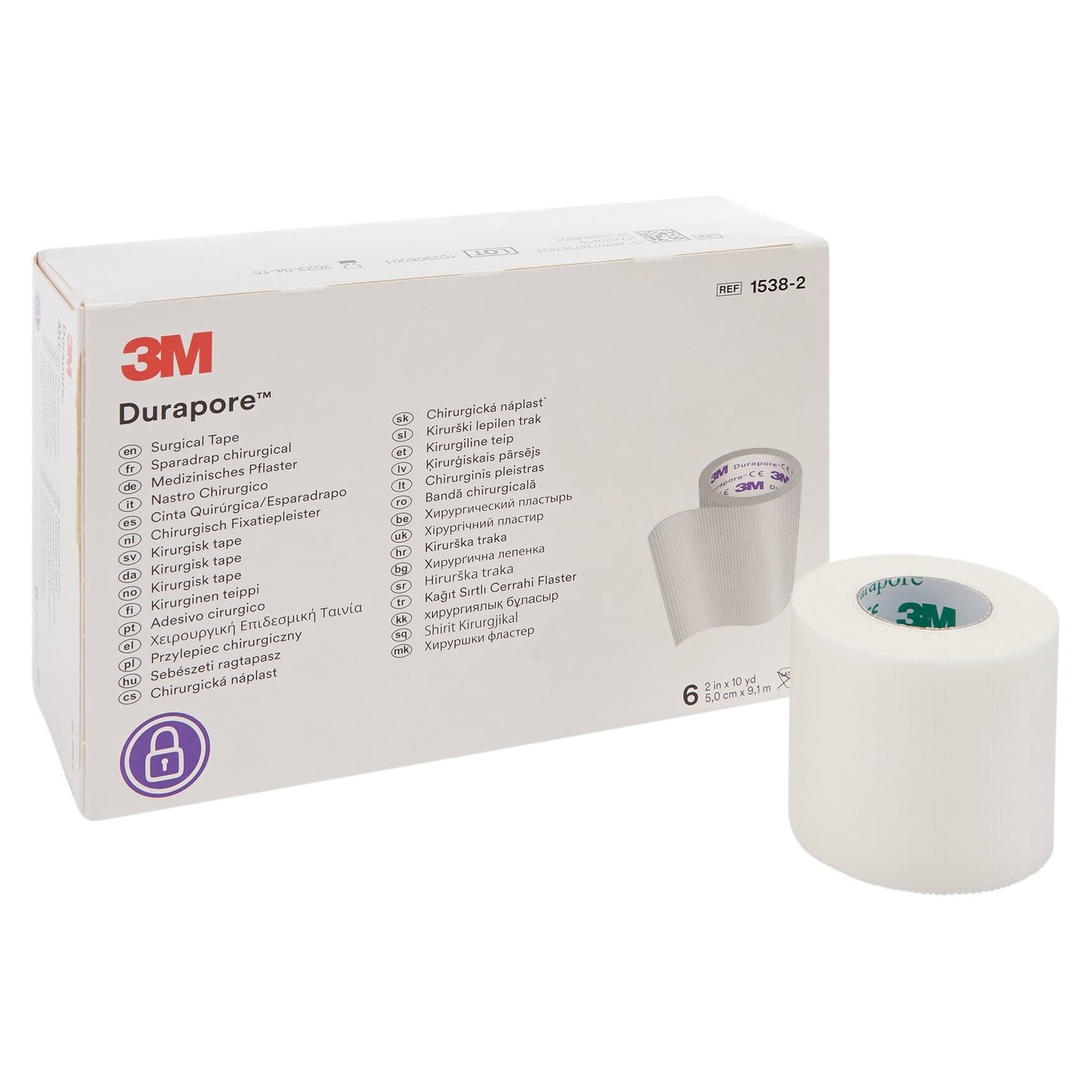 3M Durapore Waterproof Surgical Tape, 2 Inch x 10 Yard - Case of 60 - Image 1