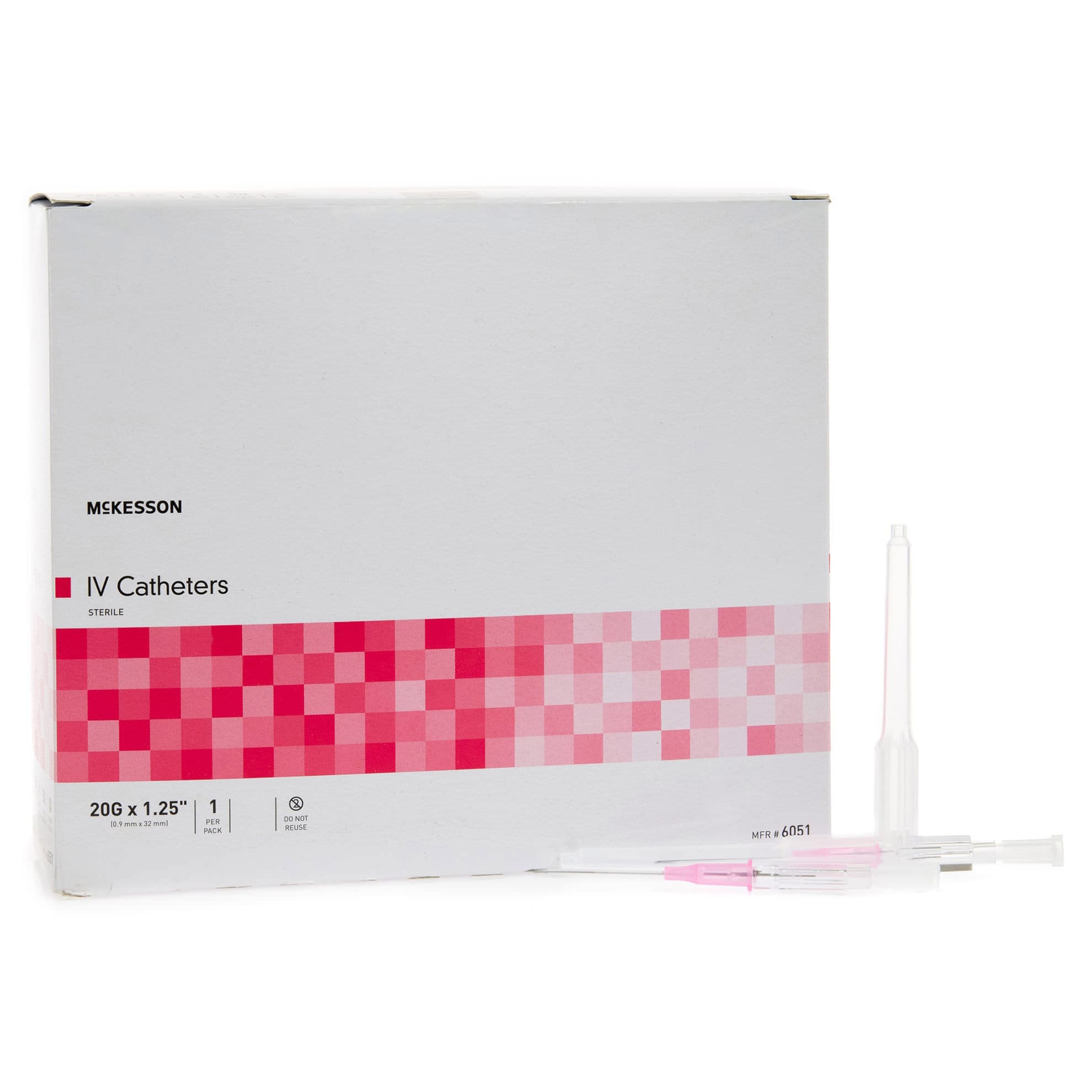McKesson Peripheral IV Catheter Without Safety, Pink, 20 Gauge, 1.25 inch - Each - Image 1