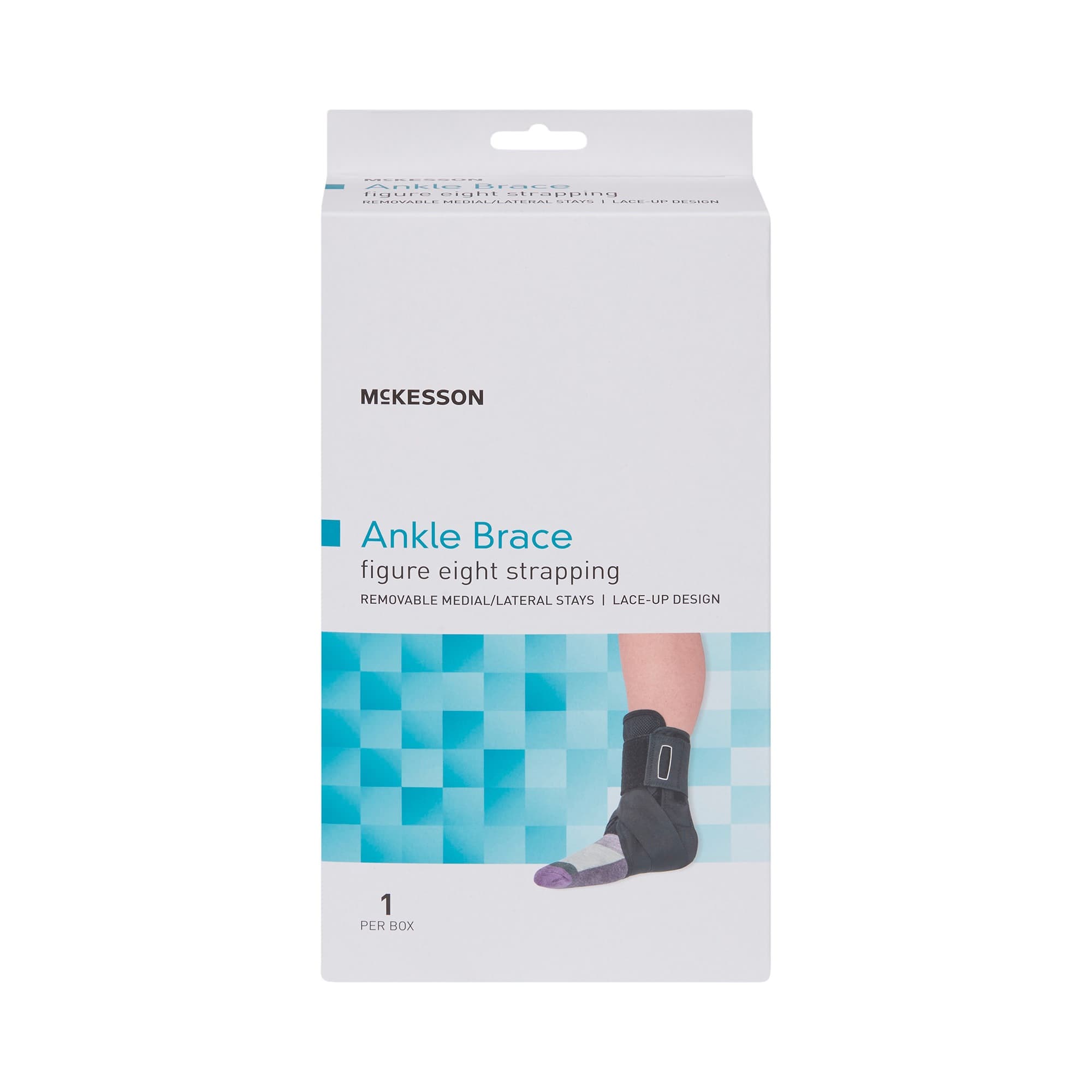 McKesson Ankle Brace Lace-Up Figure-8 Strap Hook and Loop Closure Black - Image 1