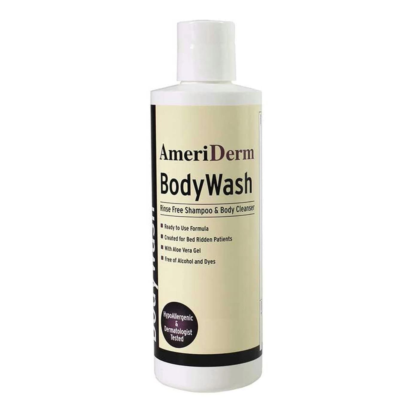 Ameriderm BodyWash Rinse-Free Shampoo and Body Cleanser, 8 oz