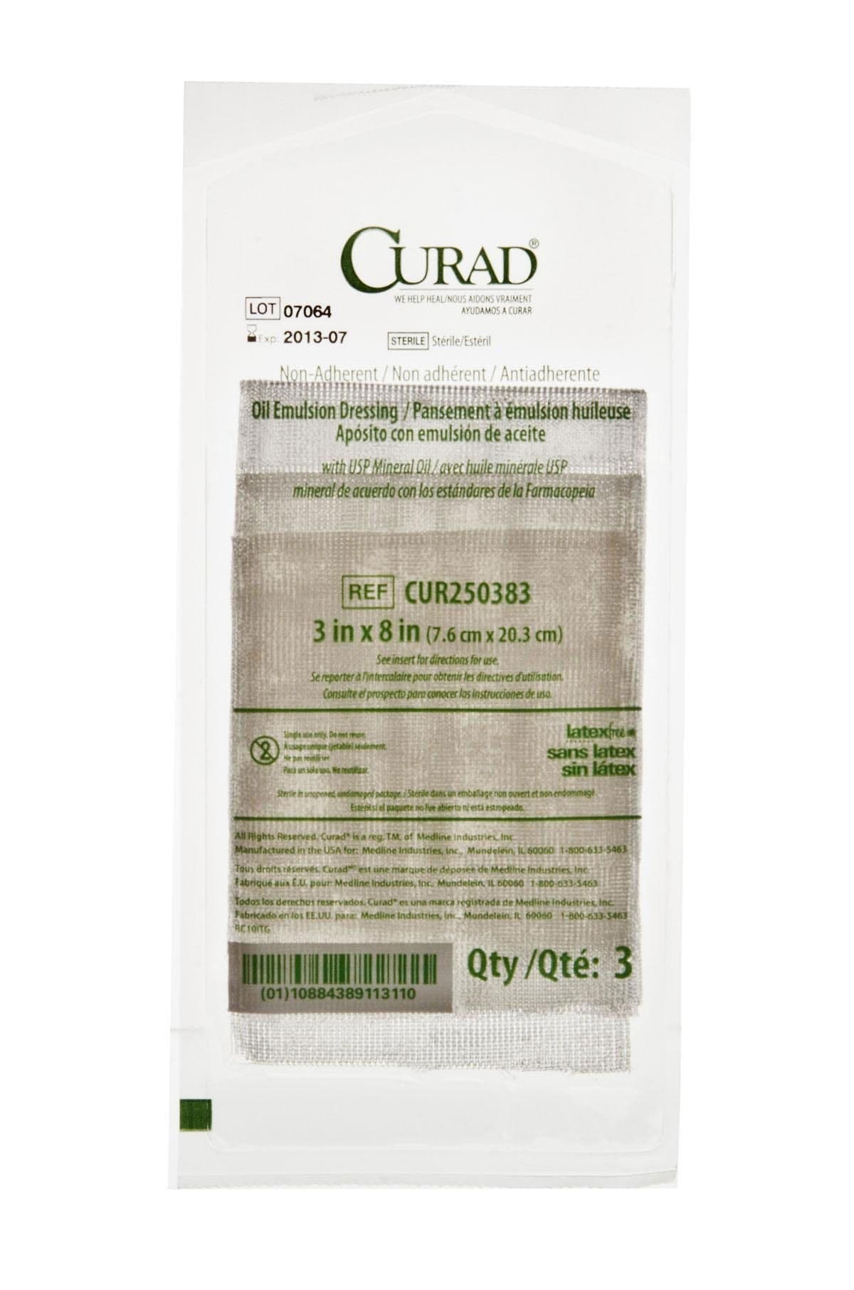 Medline Curad Oil Emulsion Gauze Dressing, Sterile, 3" x 8" - Image 1