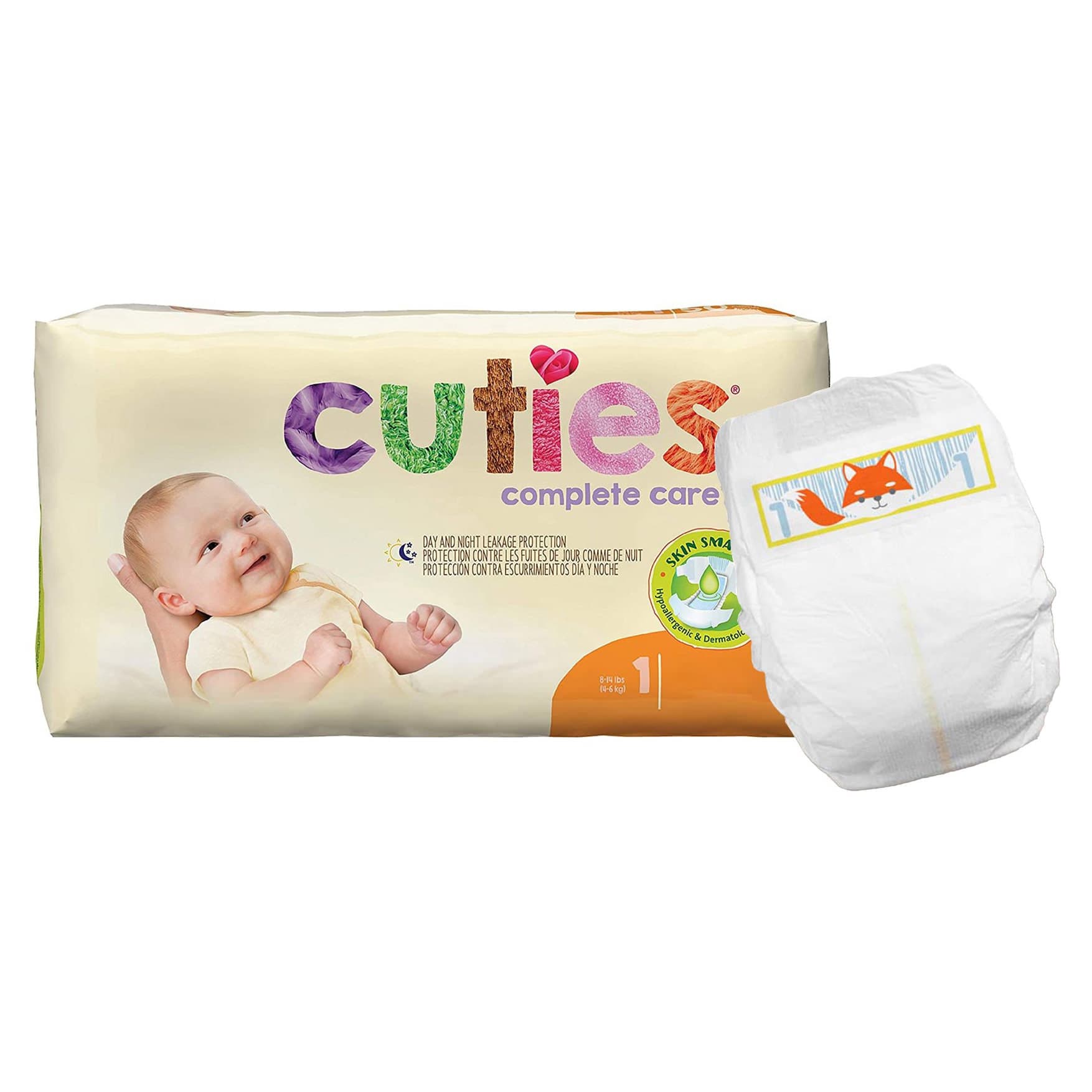 Cuties Complete Care Baby Diapers, Size 1 - Carton of 200 - Image 1