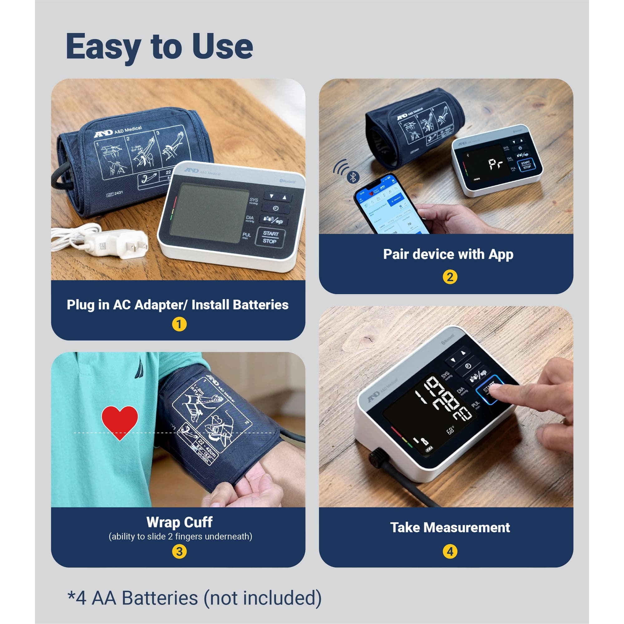 A&D Medical NextGen bluetooth Wide Range Blood Pressure Monitor - Image 3