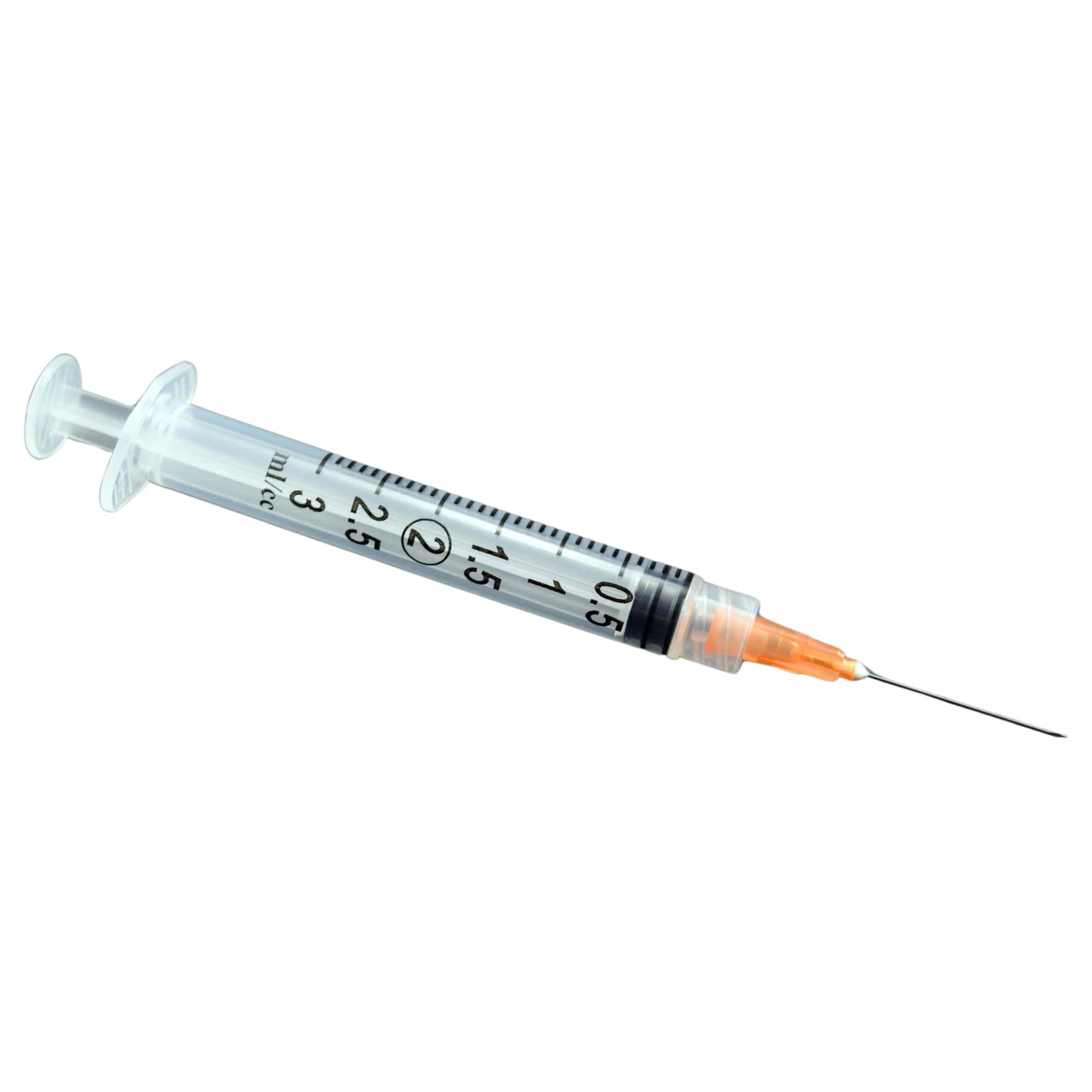 ExelInt Standard Hypodermic Syringe with Detachable Needle, Dark Blue, 25 Gauge, 1-1/2 Inch, 3 mL - Case of 1000 - Image 1