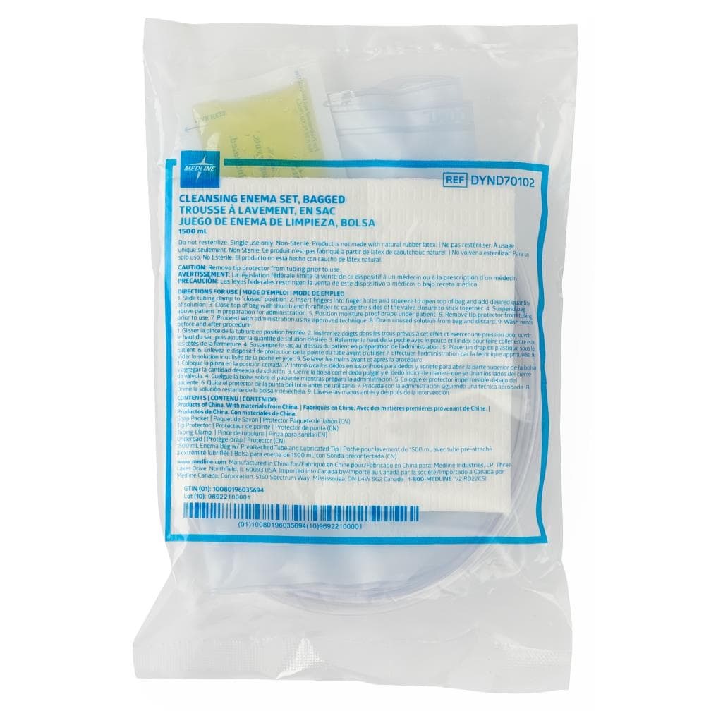 Medline Enema Bag Sets with a Slide Clamp, Polybag - Image 2
