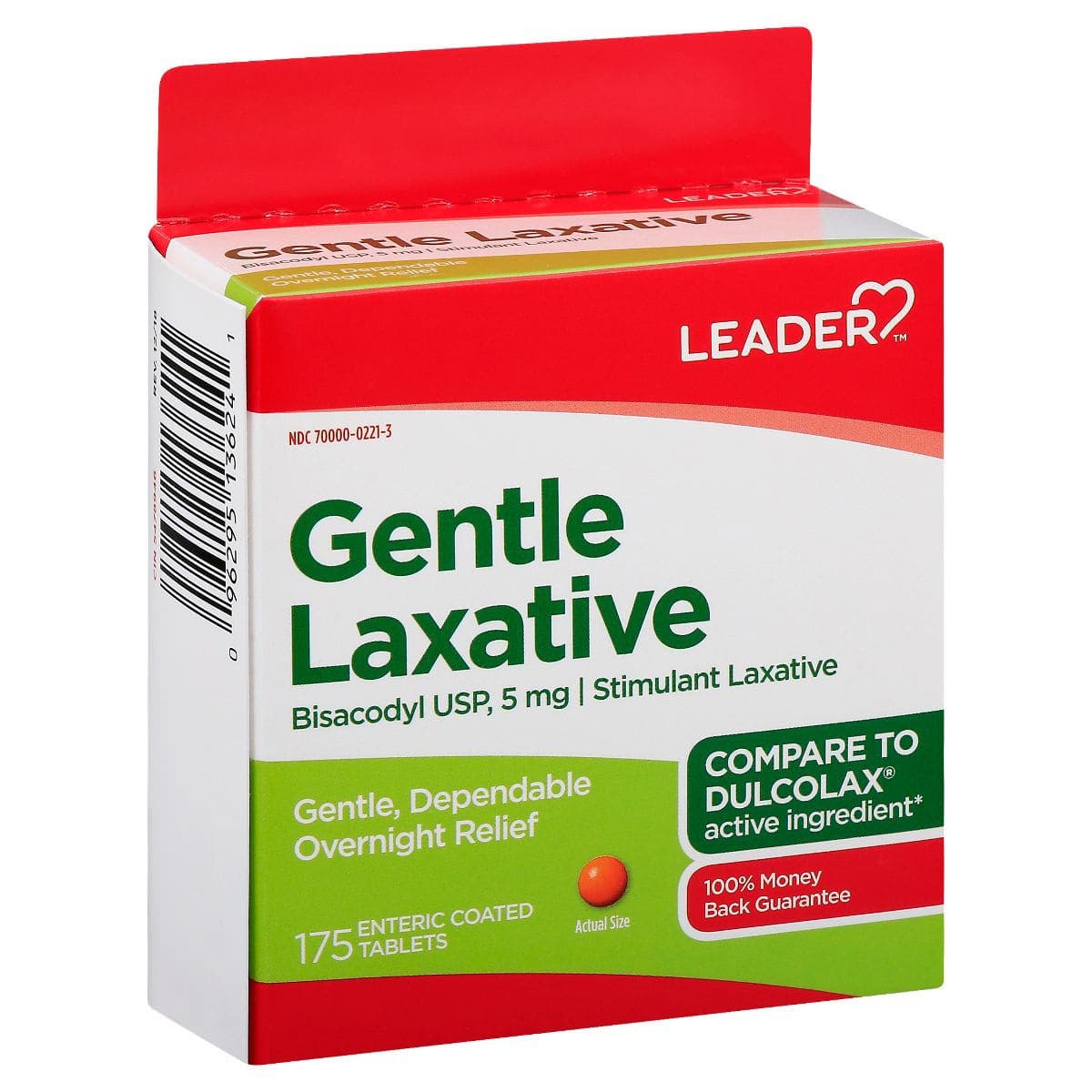 Leader Gentle Laxative, Bisacodyl USP, Enteric Coated Tablets, 5 mg - Image 2