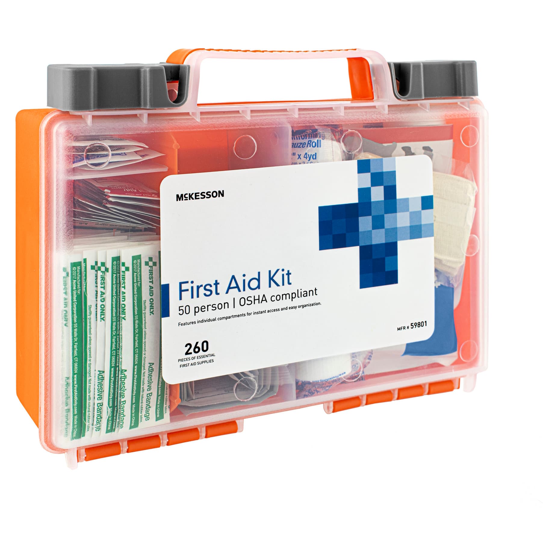 Mckesson First Aid Kit 50 Person Plastic Case - Case of 12 - Image 1