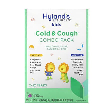 Hyland's Kids, Cold & Cough Combo Pack, Daytime/Nighttime, Grape Flavour, 8 oz - Each