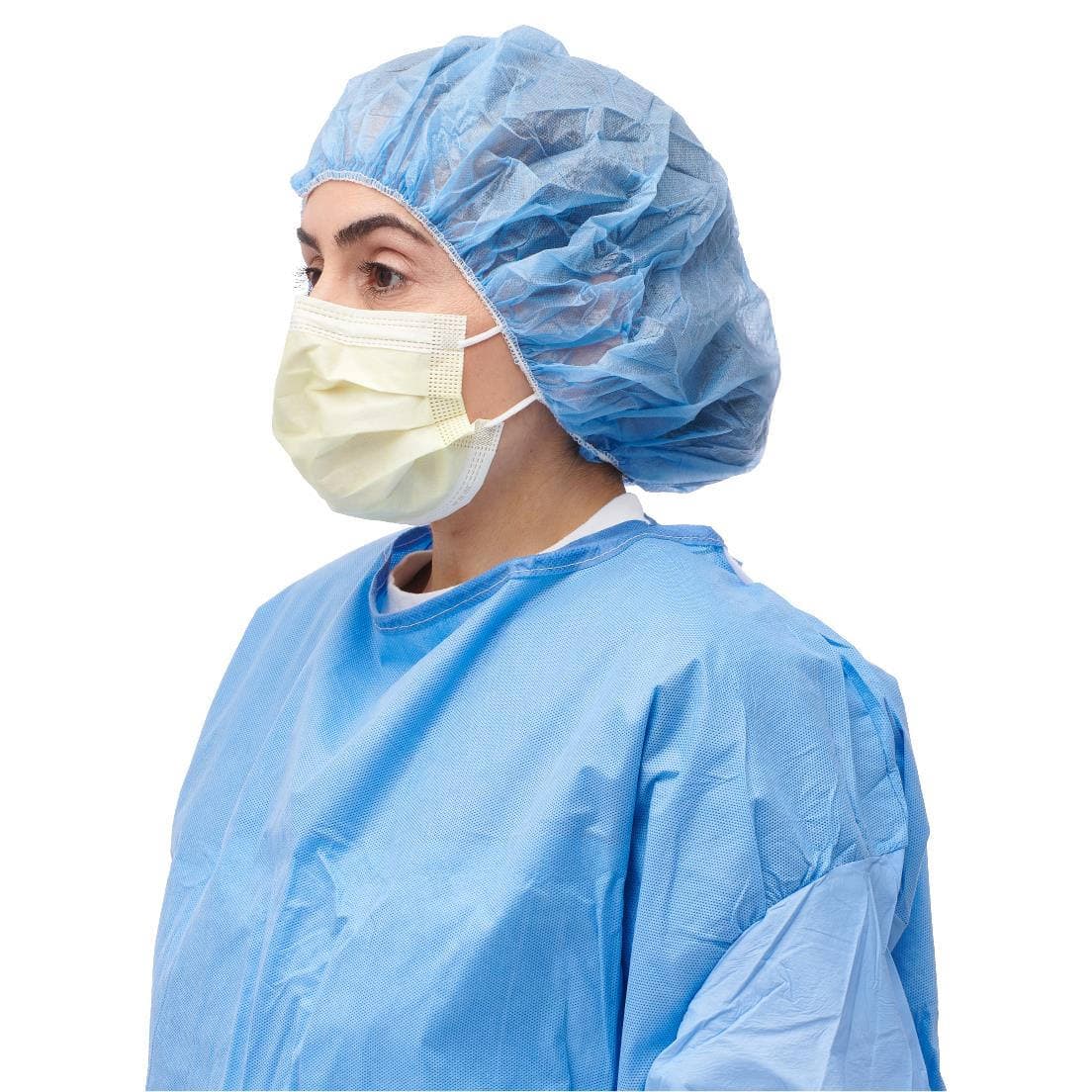 Medline ASTM Level 1 Isolation Face Mask with Ear Loops, Yellow - Image 3