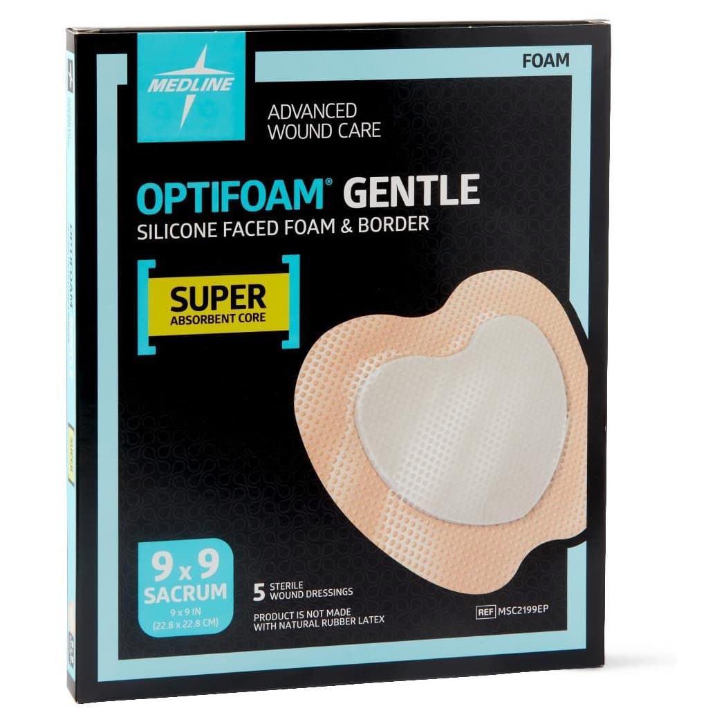 Optifoam Gentle Flex Silicone Foam Dressing with Border High Absorbency Sterile, 9 x 9 Inch - Case of 25 - Image 1