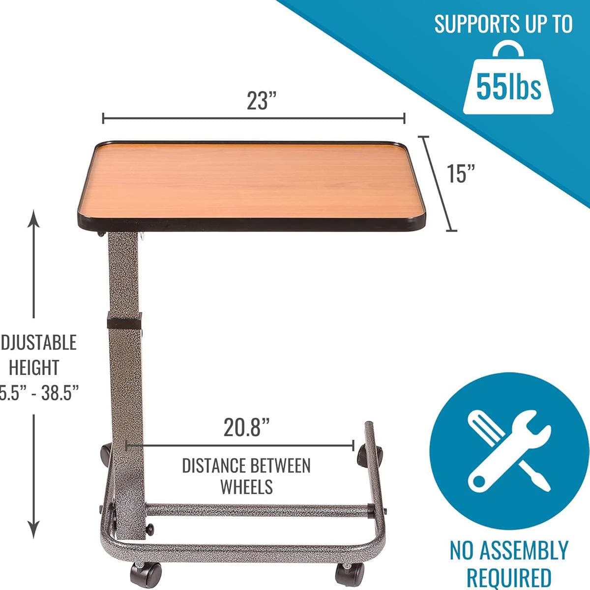 HealthSmart DMI Deluxe Overbed Tilt-Top Table - Image 3