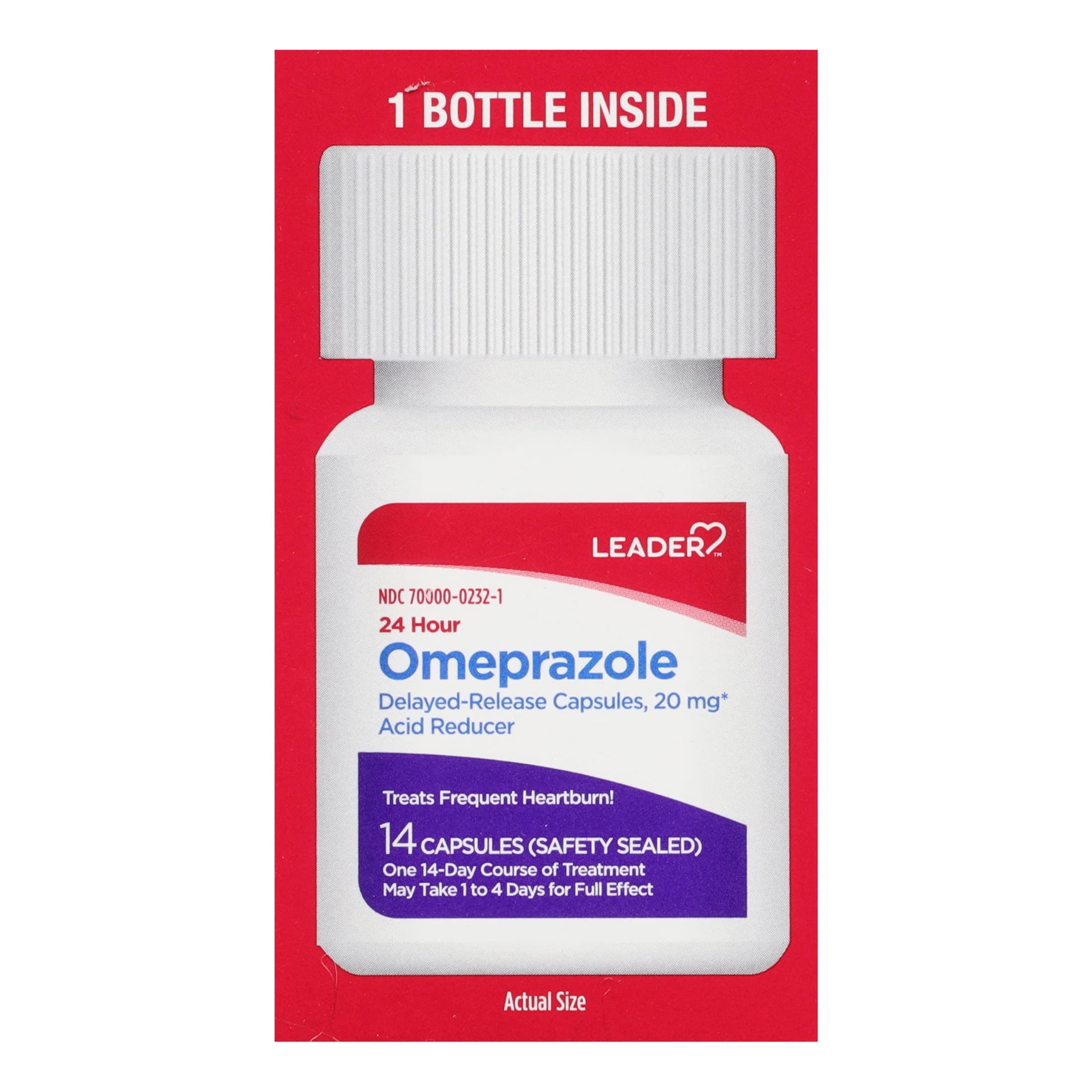 Leader 24 Hour Omeprazole Acid Reducer Tablet, 20 mg, 14 Count - Each - Image 3