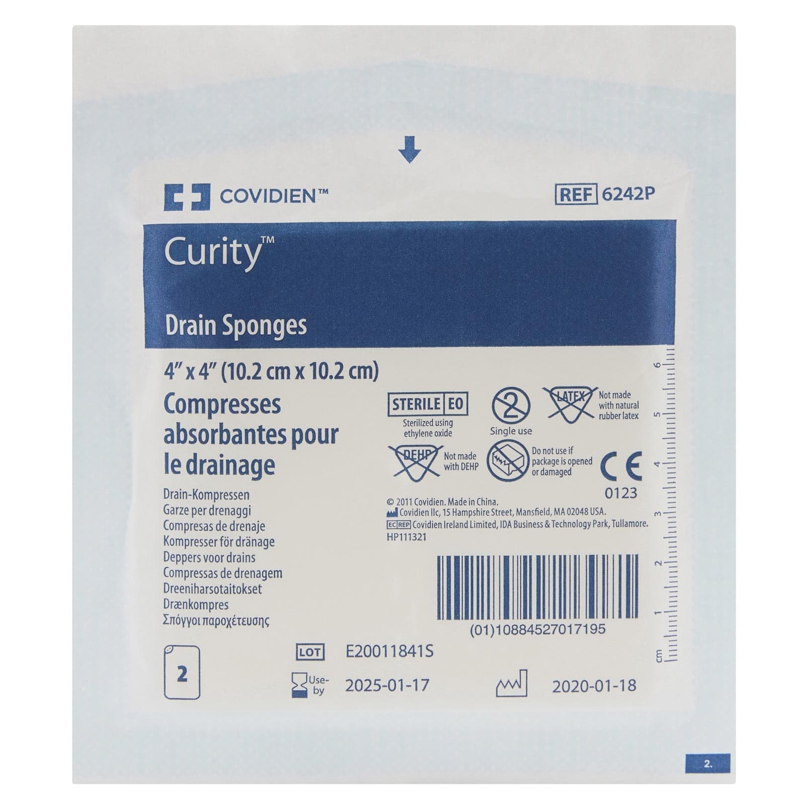Curity 6 Ply Nonwoven Drain Sponge, 4 x 4 Inch - Each - Image 1