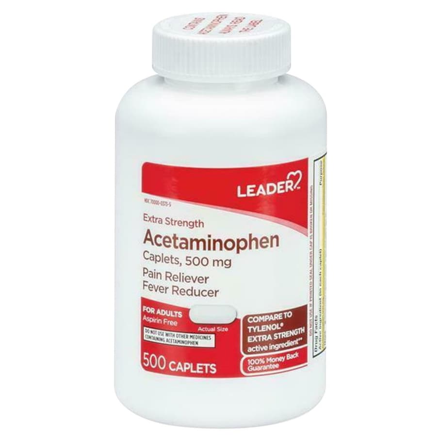 Leader Extra Strength Pain & Fever, 500Mg Caplets (Compare To Extra Strength Tylenol) - Bottle of 500