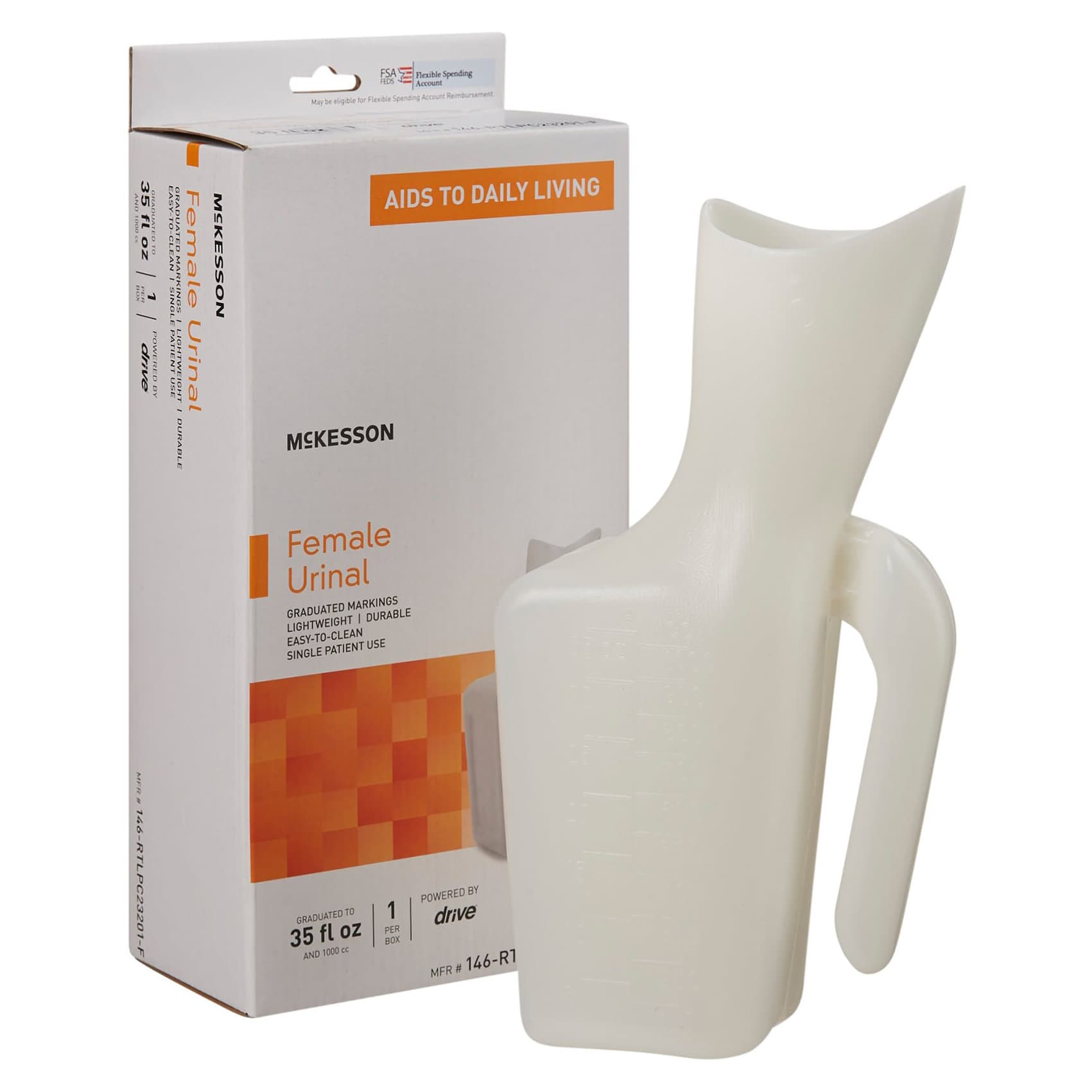 McKesson Single Patient Use Plastic Female Urinal - Case of 6 - Image 1