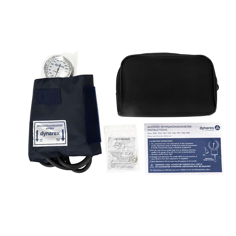 Dynarex Aneroid Sphygmomanometer 2-Tube Adult Arm, Palm Style, Adult, 20" - Image 1