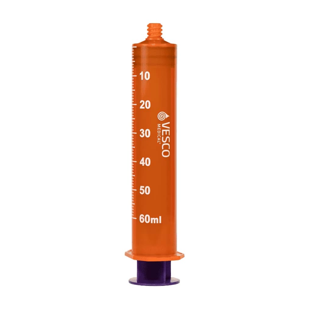Vesco Oral Medication Syringe, Amber Barrel, 60 ml - Box of 100 - Image 1