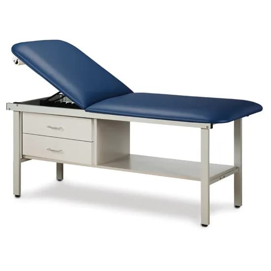 Clinton Alpha Express Treatment Table with Adjustable Back and Drawers, Royal Blue, 30" W x 72" L x 31" H - Image 1