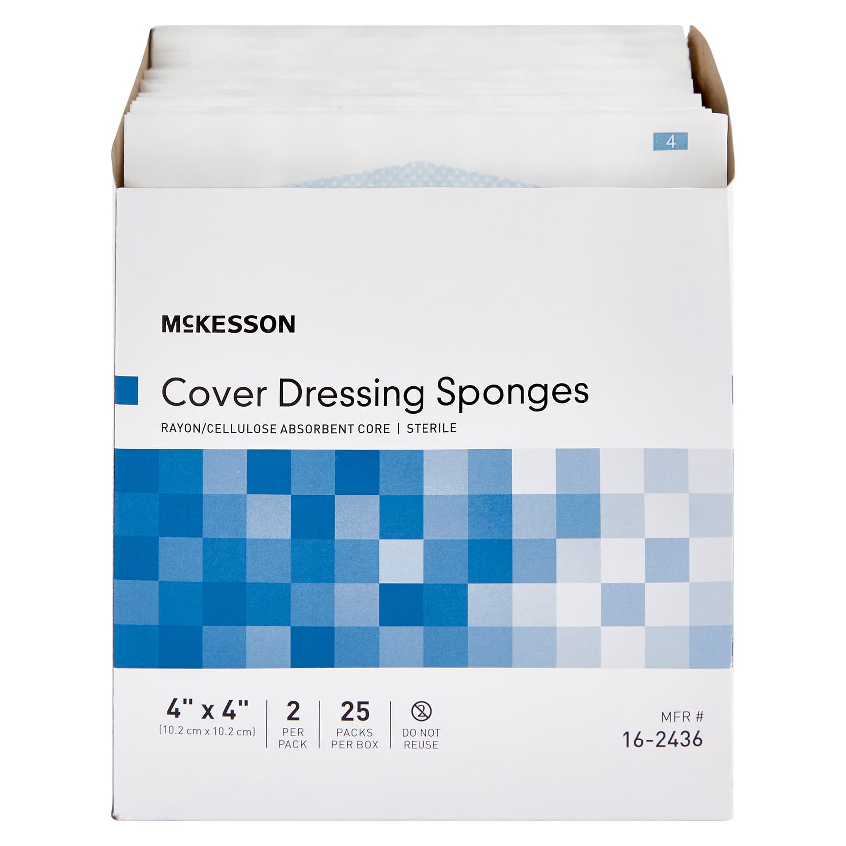 McKesson Nonwoven Cover Dressing Sponge, 4 x 4 Inch - Box of 25 - Image 1