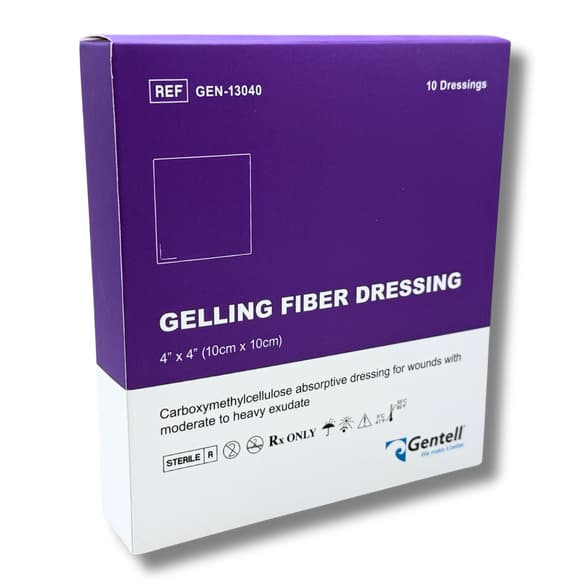 Gentell CMC Fiber Dressing, 4 x 4 Inch - Box of 10 - Image 1