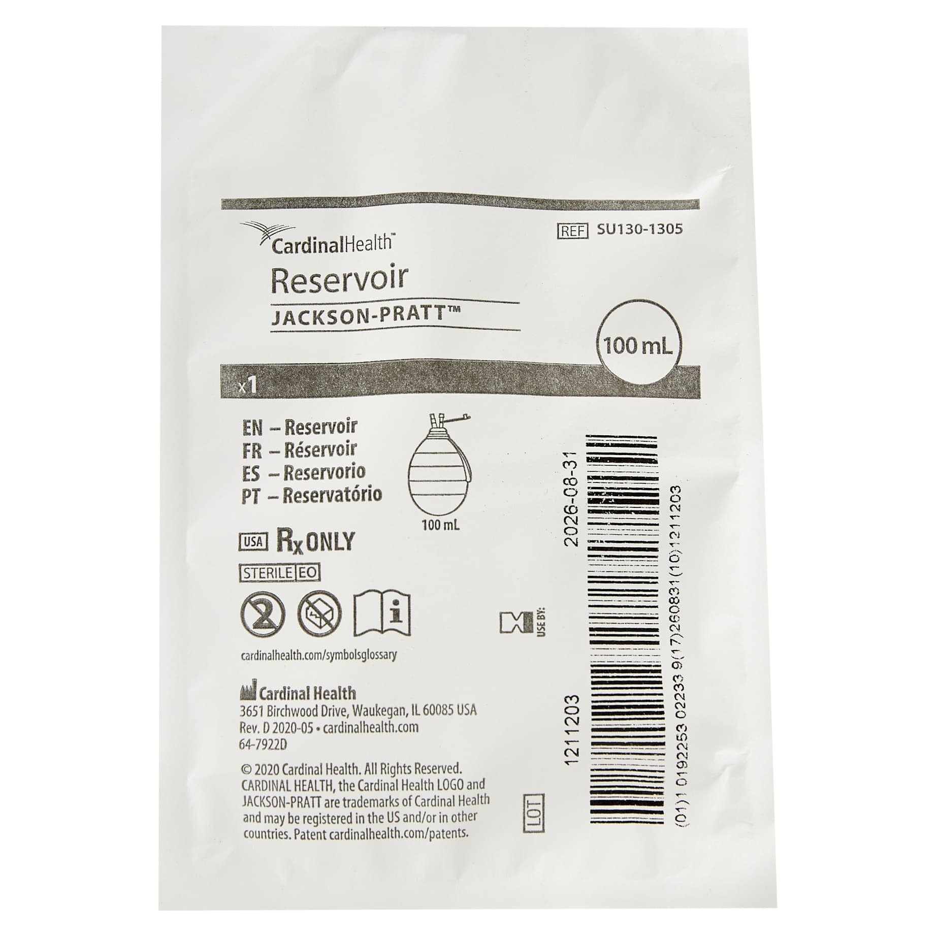 Jackson-Pratt Drainage Silicone Bulb Reservoir, 100cc Capacity - Each - Image 1