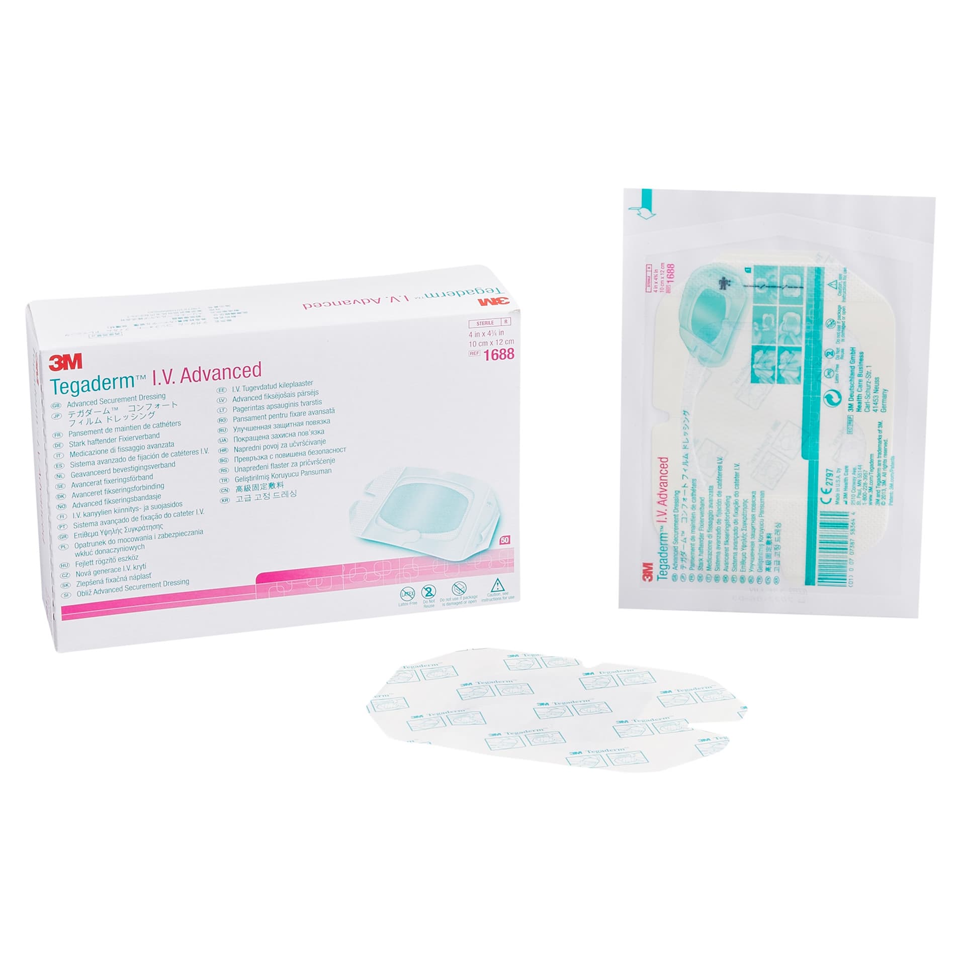 3M Tegaderm IV Advanced Securement Dressing, 10 x 12 cm - Box of 50 - Image 1