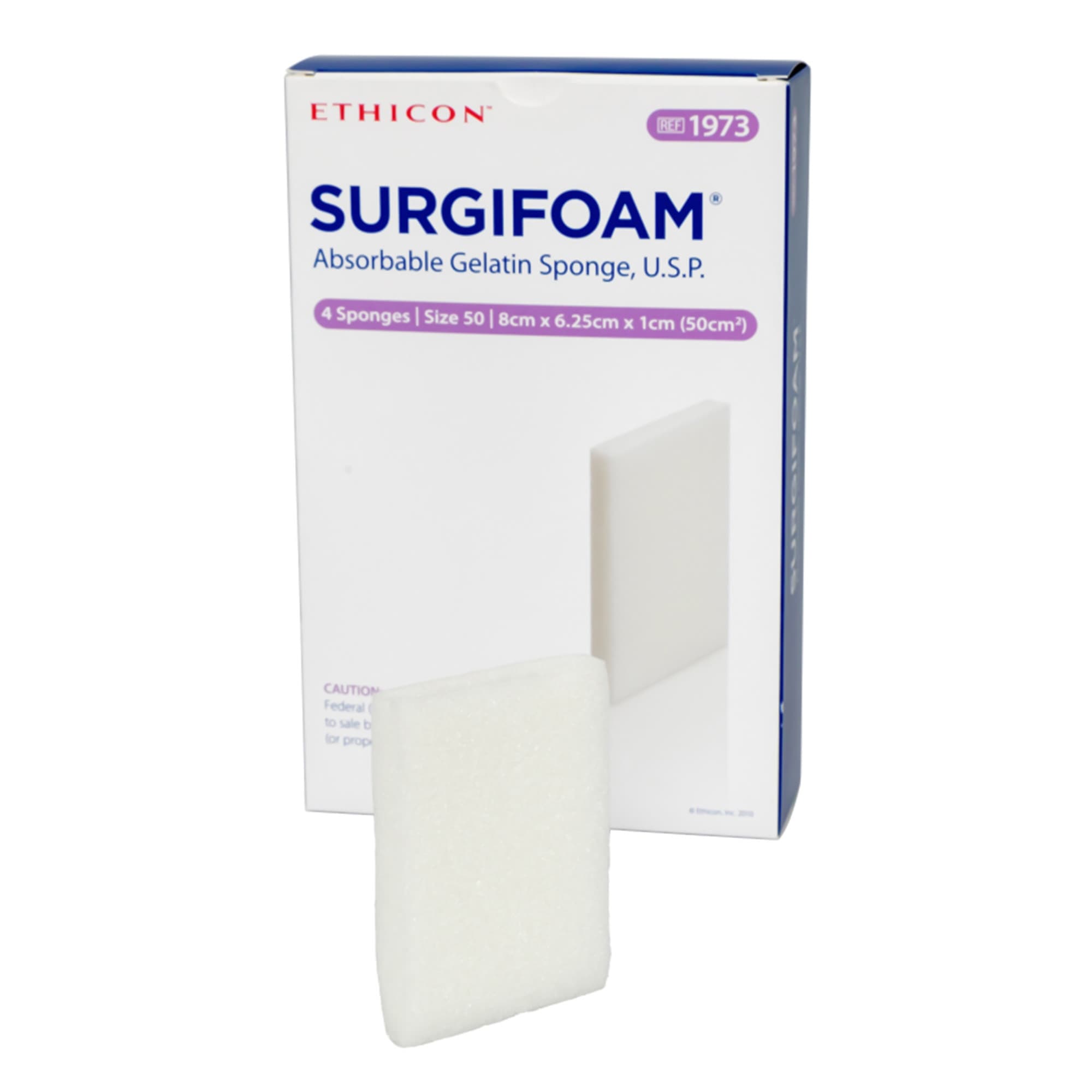Surgifoam Absorbable Gelatin Sponge, 8 cm x 6.25 cm x 10 mm - Box of 4 - Image 1