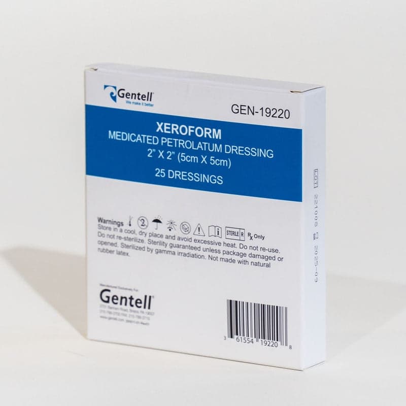 Gentell XeroForm Medicated Petrolatum Dressing, 2 x 2 Inch - Box of 25 - Image 1
