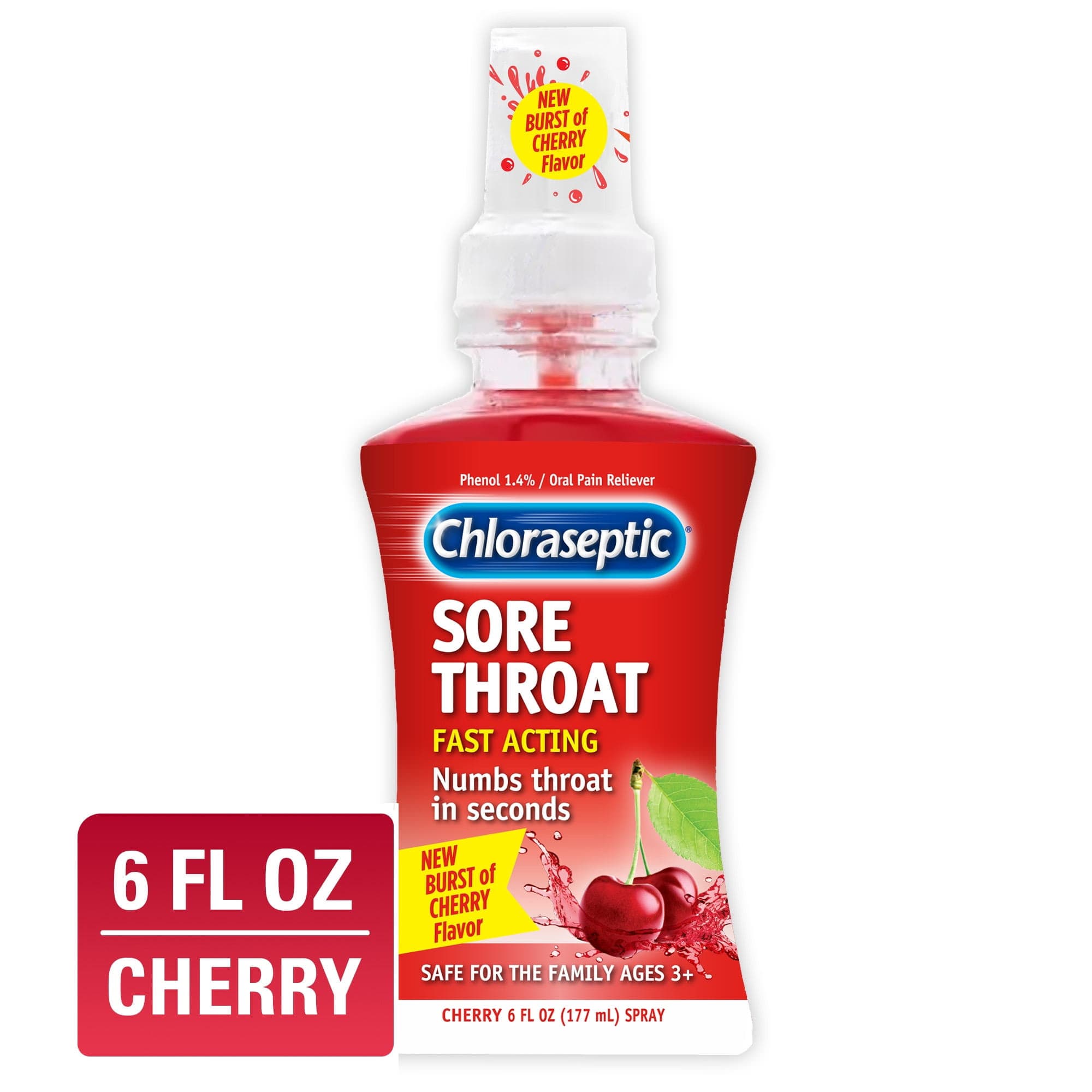 Chloraseptic Sore Throat Spray, Cherry Flavour, 6 oz - Each - Image 1
