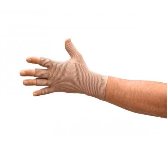 L&R ExoSoft Glove, 20-30 mmHg, Beige, Half Finger, Large - Image 1