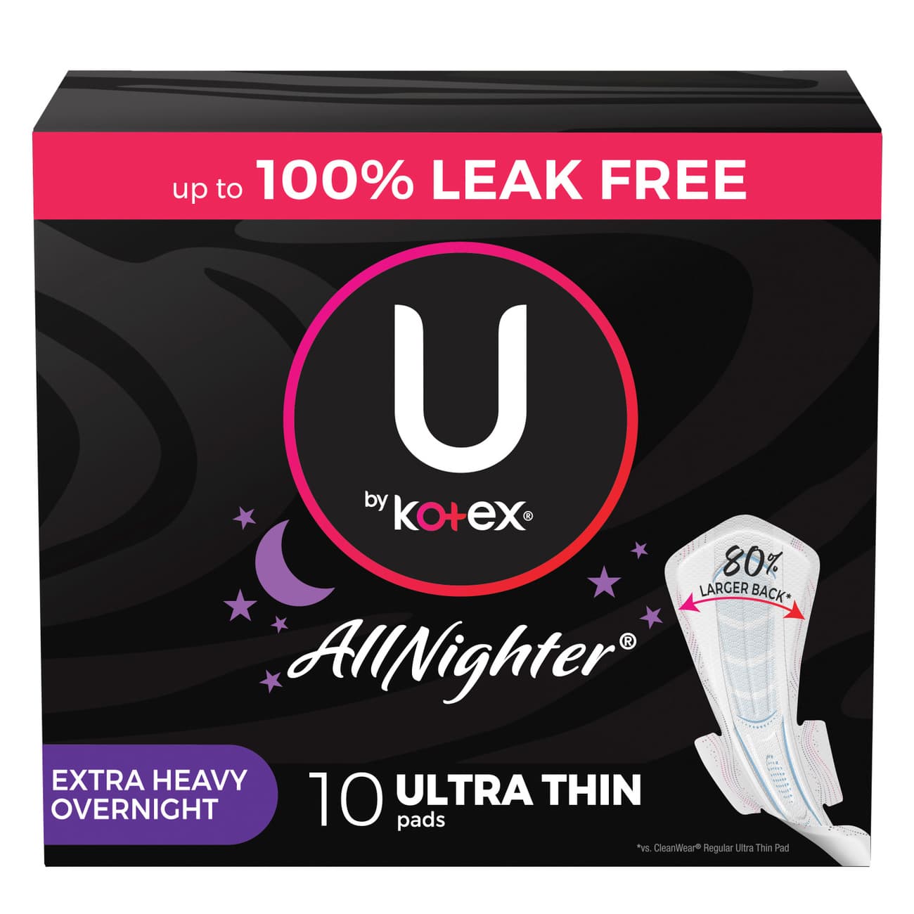 U by Kotex Super Premium Ultra Thin Overnight Pad with Wings - Package of 10 - Image 1