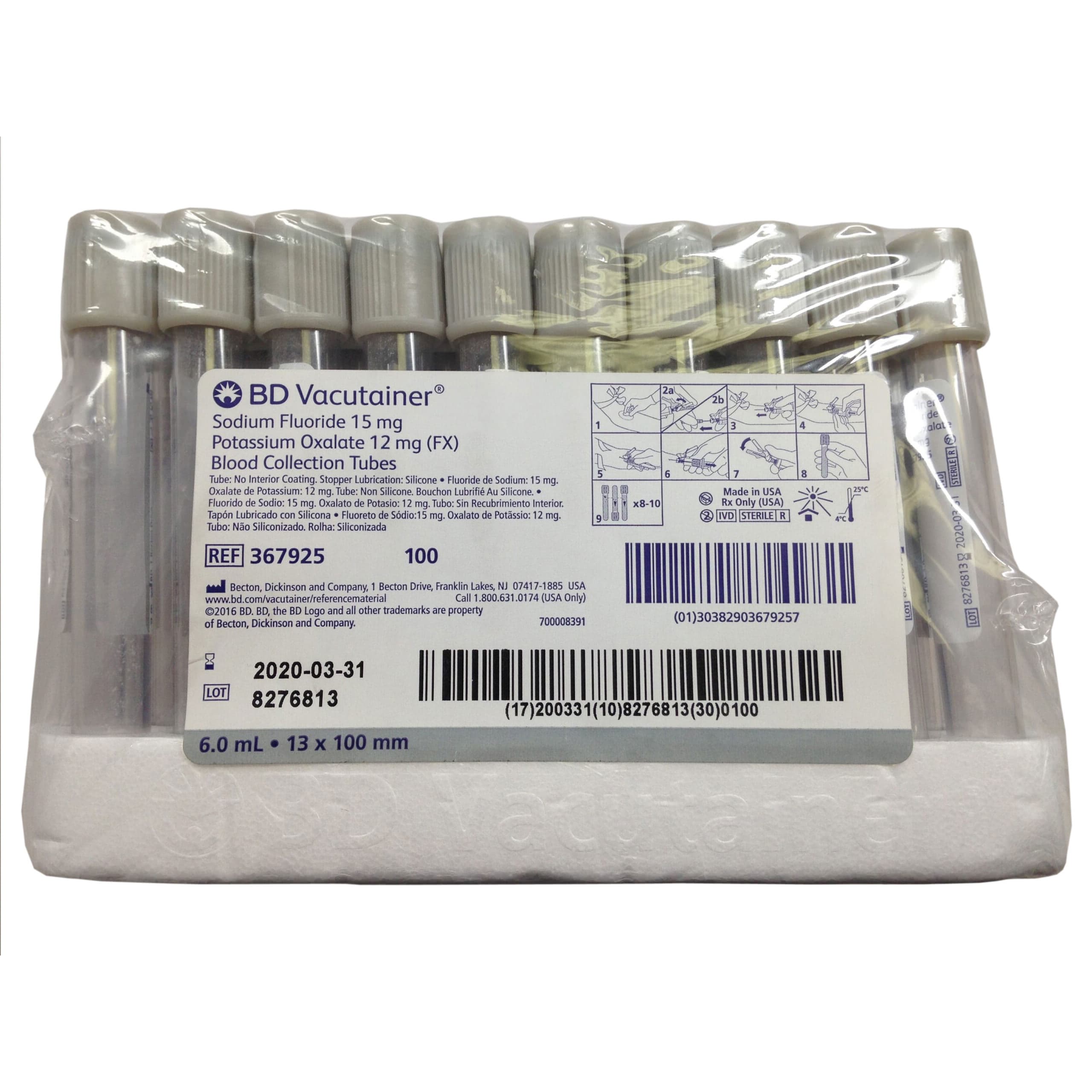 BD Vacutainer Venous Blood Collection Tube, 13 x 100 mm, 6 mL - Case of 1000 - Image 1