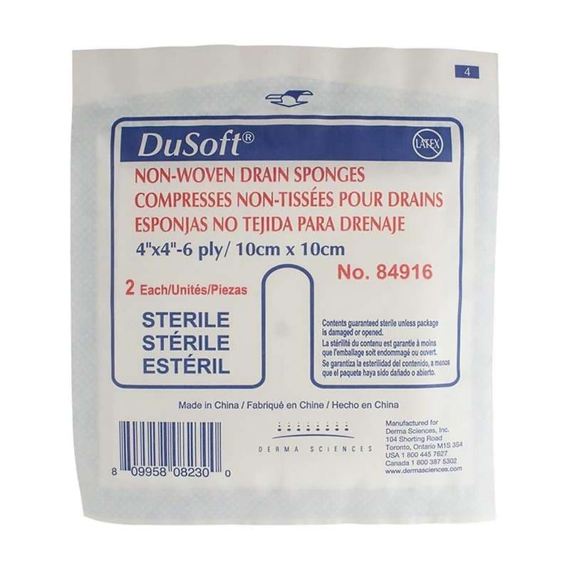 Derma Sciences DuSoft Non-Woven Tracheotomy-Drain Sponge, 4 x 4 Inch - Each - Image 1