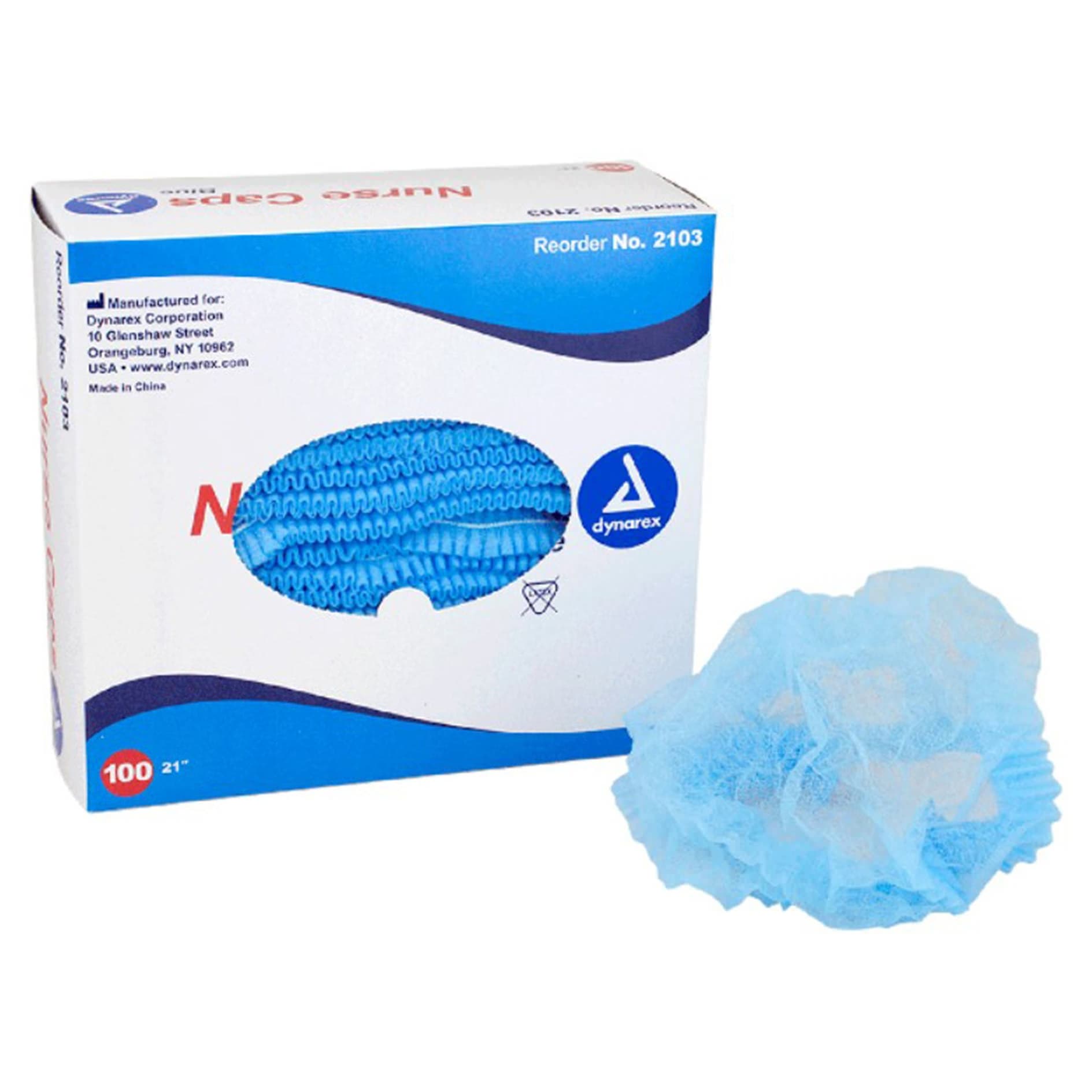 Dynarex Nurse and Surgeons Bouffant Caps, Blue - Case of 500 - Image 1