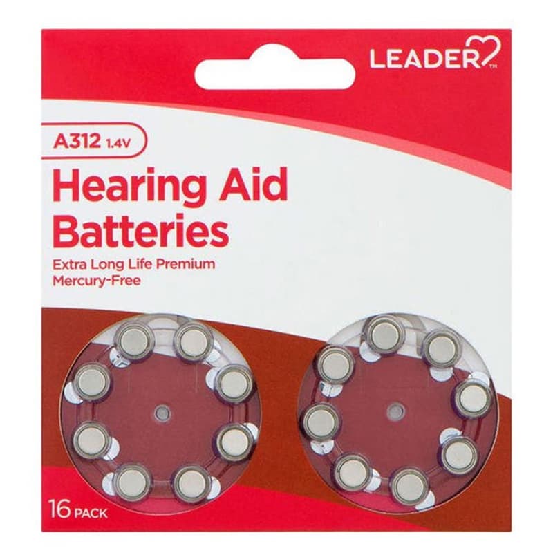 Leader Hearing Aid Batteries, Size 312, Mercury-Free, 16 Count - Package of 16 - Image 1